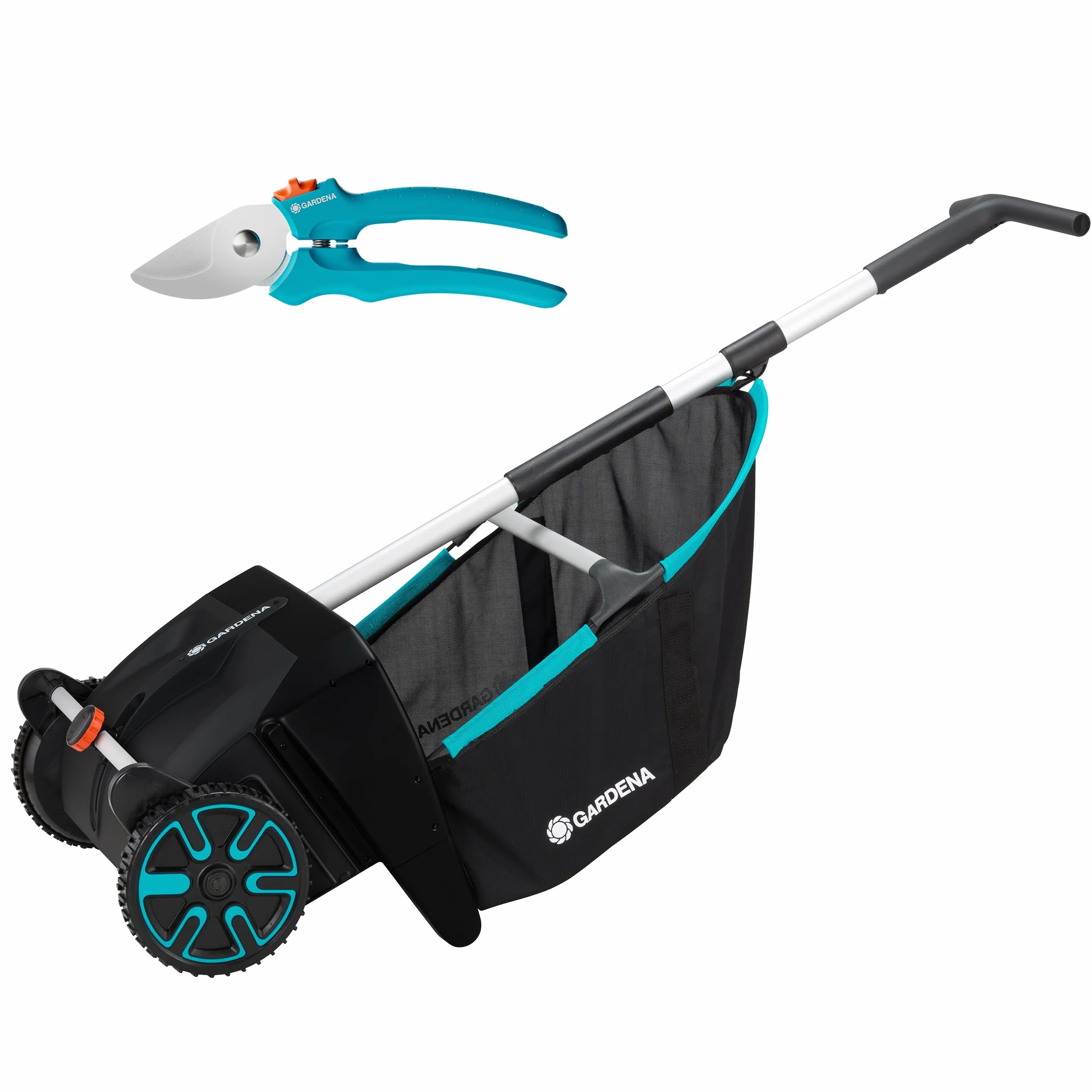 Gardena Aspirateur de Feuilles Balayeuse Mécanique Jardin Sac Capture Amovible Brosses Rotatives 3565-88