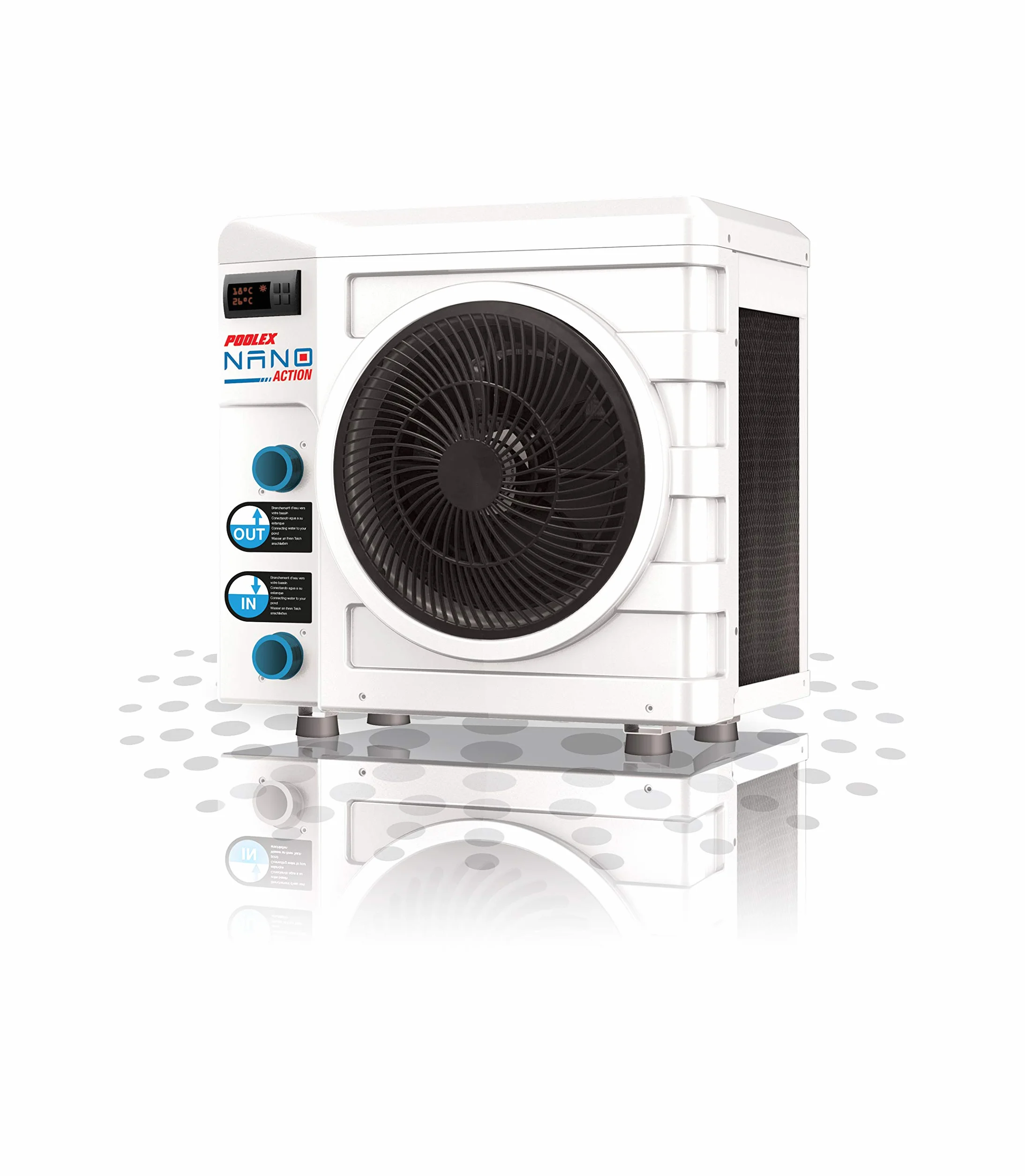 POOLEX - PC-Nano-A4 - Pompe à Chaleur Piscine Dédiée aux Petites Piscines Hors-Sol - Consommation de 810 W - Volume du Bassin de 15 à 28m3