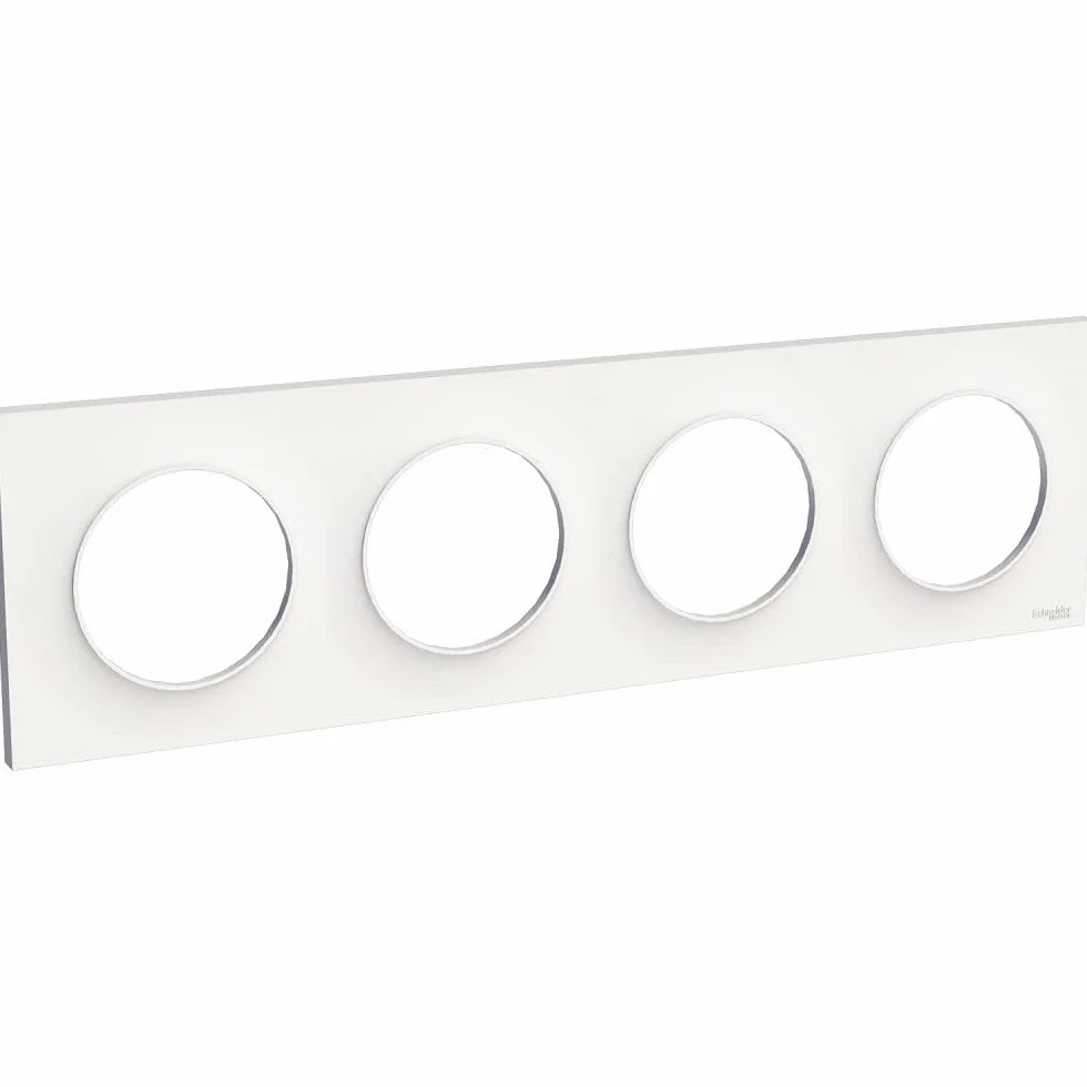 Schneider Electric Odace Styl plaque Blanc 4 postes horizontaux verticaux entraxe 71mm