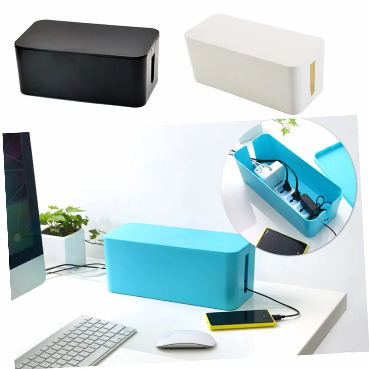 Boîte De Rangement Organisateur De Fil Résistant Aux Rayures 9.25x4.53x4.84 Pouces Cache Câbles