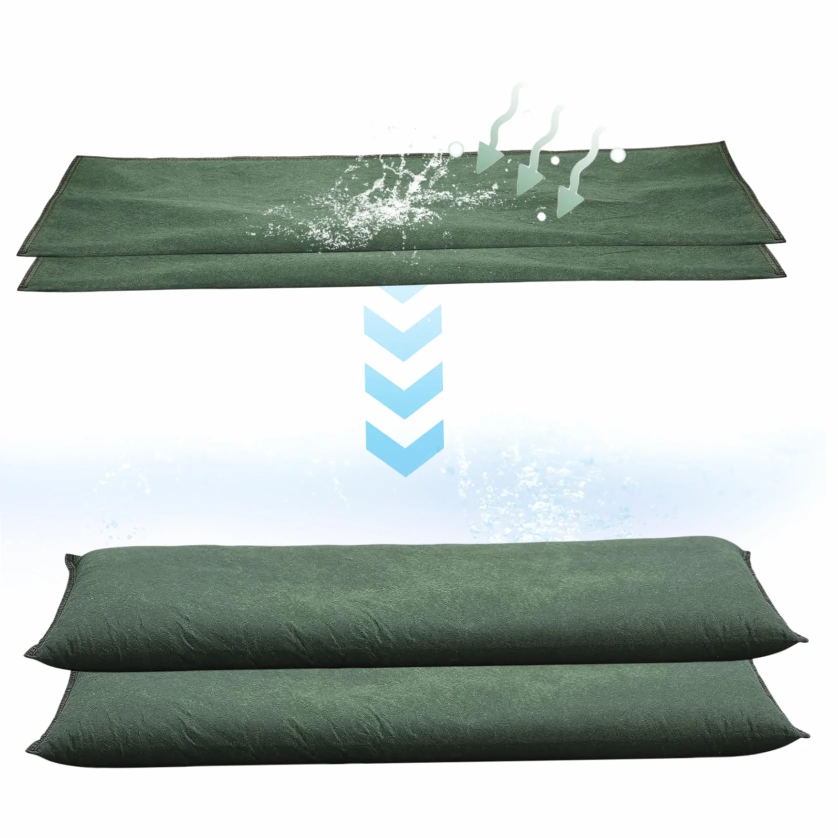 Barrières anti-inondation sans sable 25 x 150 cm, lot de 2, absorption rapide, réutilisables
