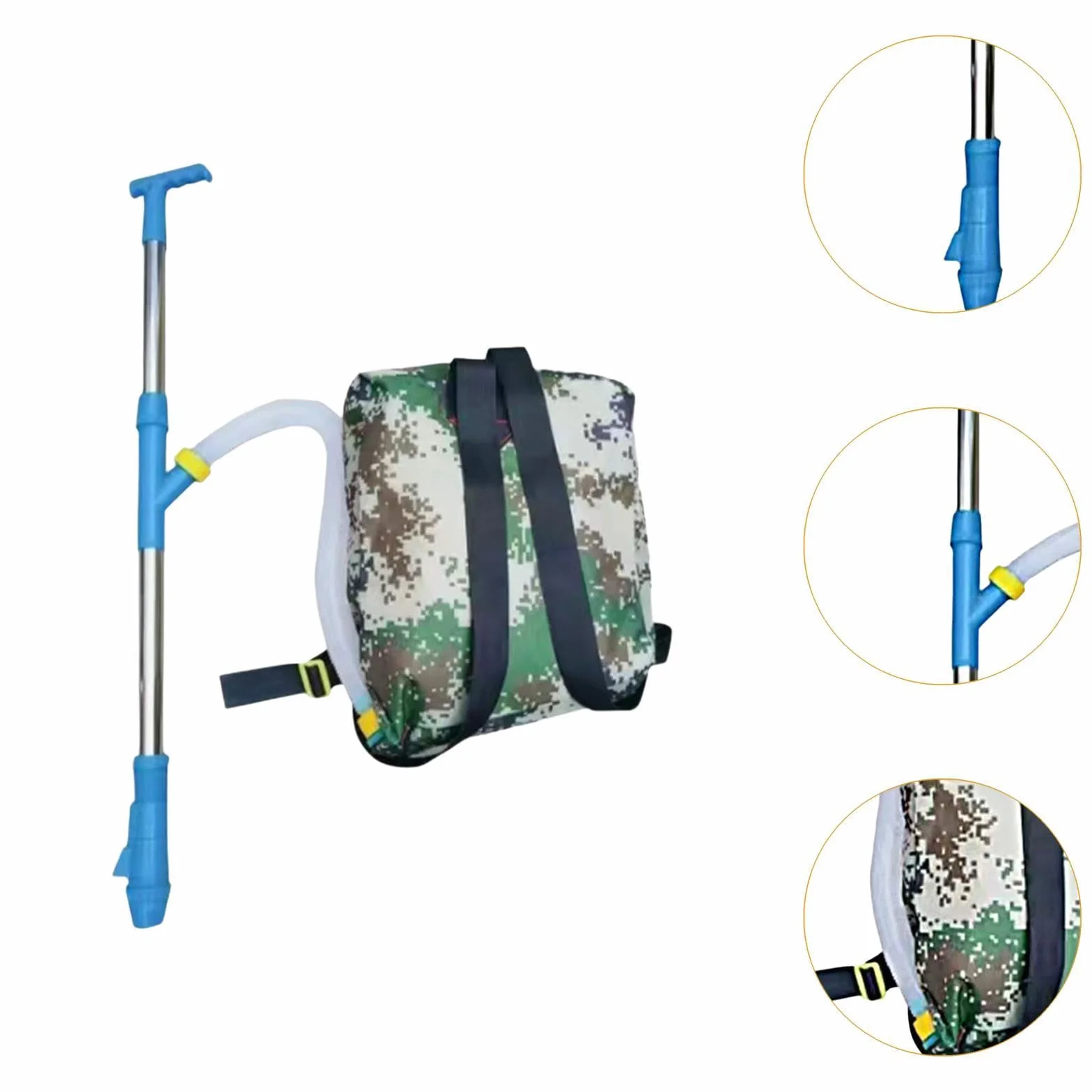 perfk Épandeur d'engrais granulaire portatif, Sac à Dos, Distributeur d'engrais de Jardinage pour légumes de maïs, Acier Inoxydable Bleu