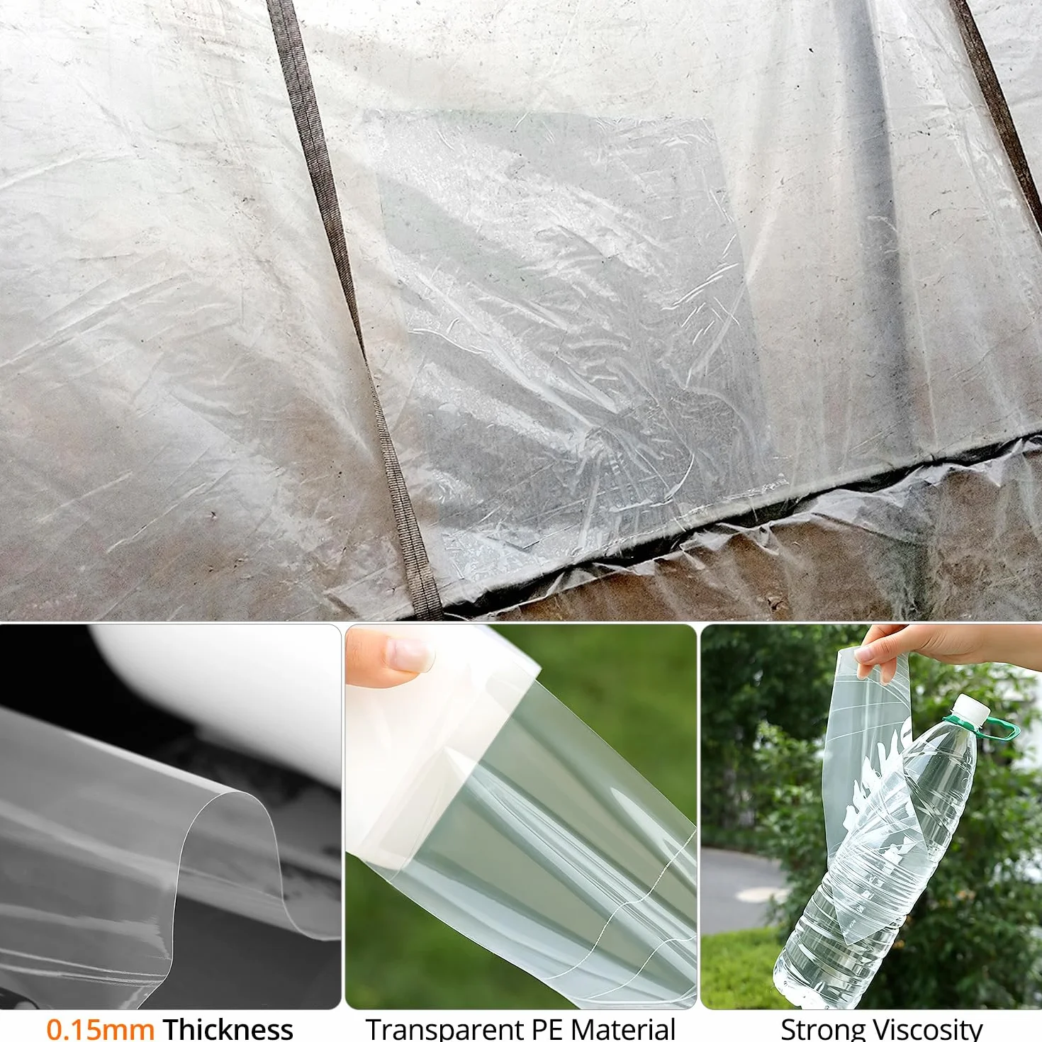 Ruban adhésif de réparation pour serres QWORK 100 mm x 25 m polyéthylène transparent imperméable