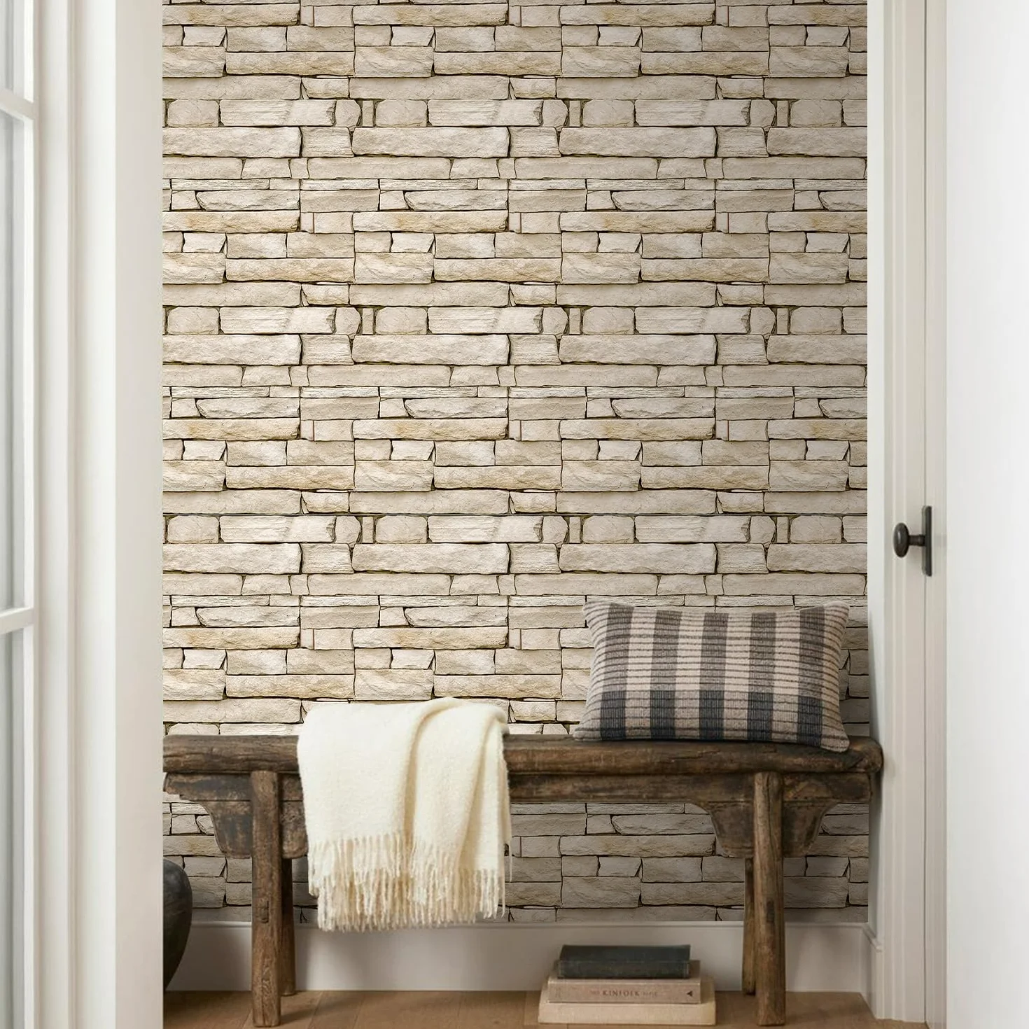 Panneaux Muraux 3D Adhesif Pierre 10 Pièces 30x30 cm PVC Fausse Brique Murale