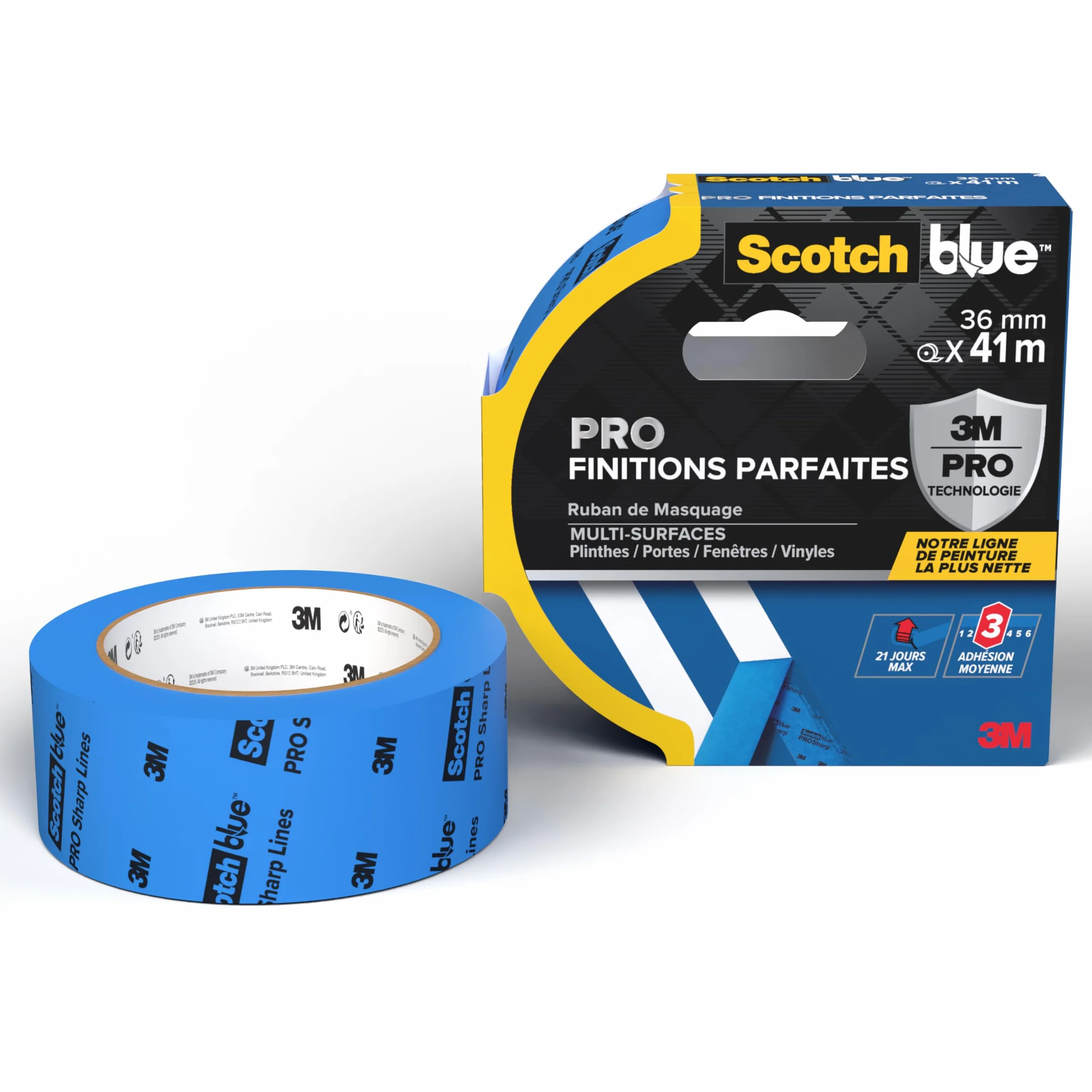 ScotchBlue Ruban de Masquage 36 mm x 41 m Bords Nets Intérieur Extérieur