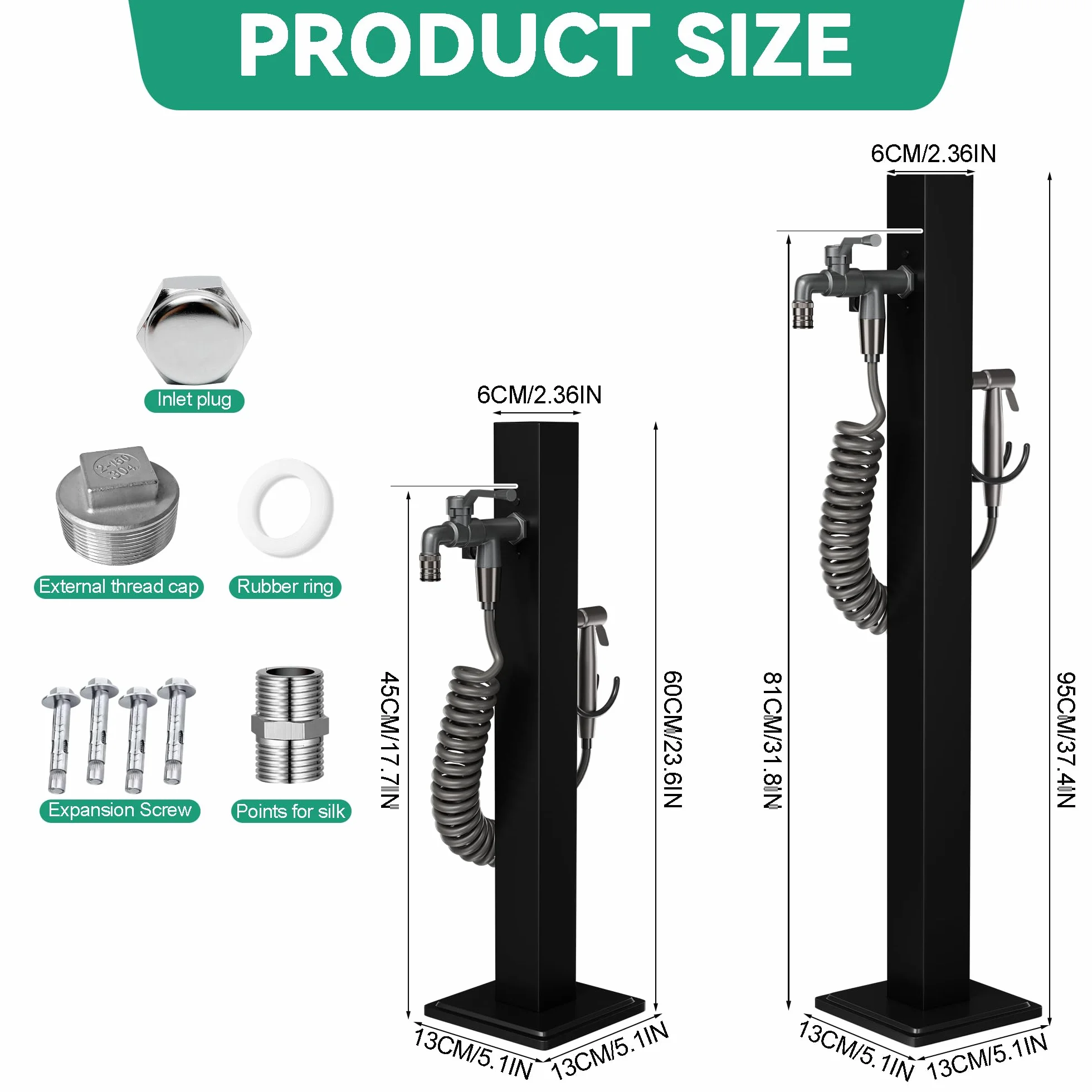 Colonne d'eau acier inoxydable 304 double sortie robinet pistolet résistant gel -20℃ jardin
