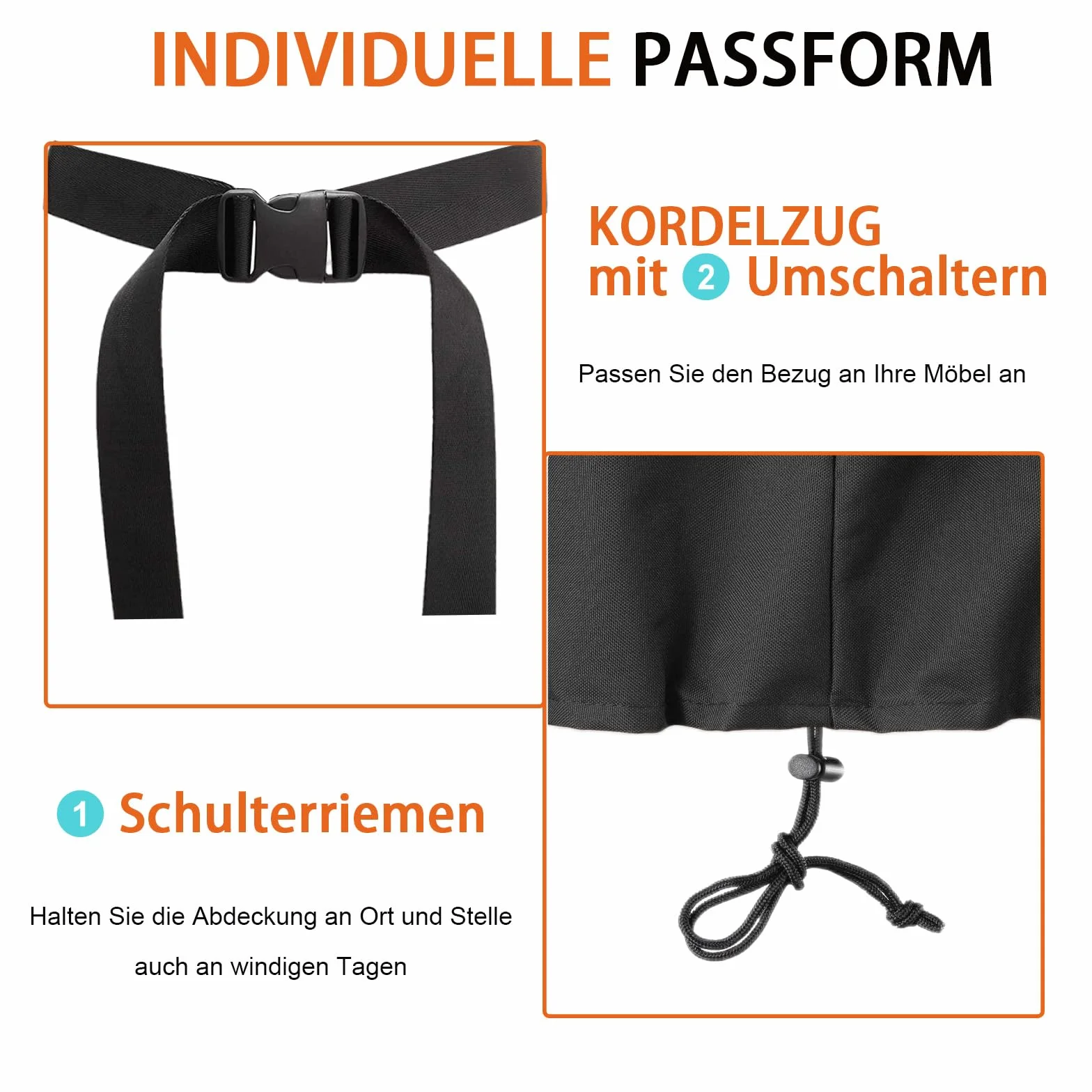 Housse Transat Suspendu Imperméable Anti-UV 420D Oxford Tissu Noir 200x120x200cm