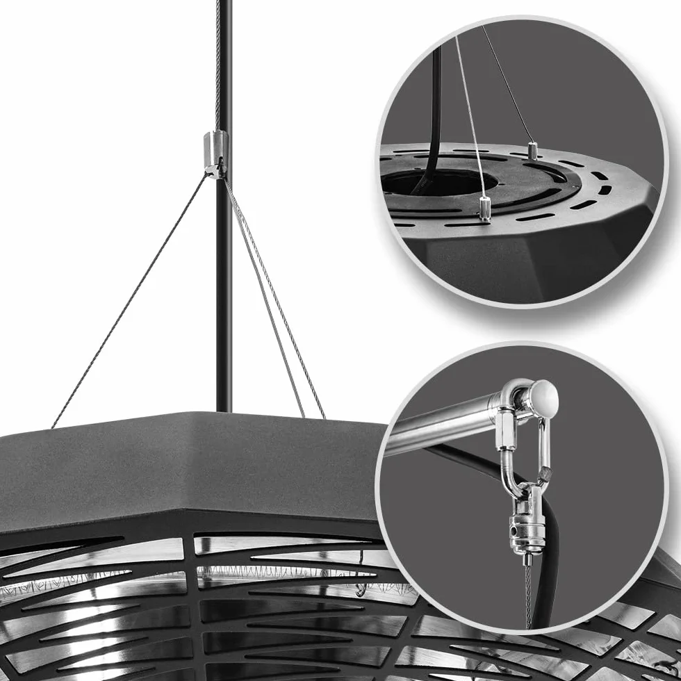 TROTEC IR 2010 SC Chauffage Plafond Infrarouge 2000W IP45 Noir Étanche Télécommandé LED