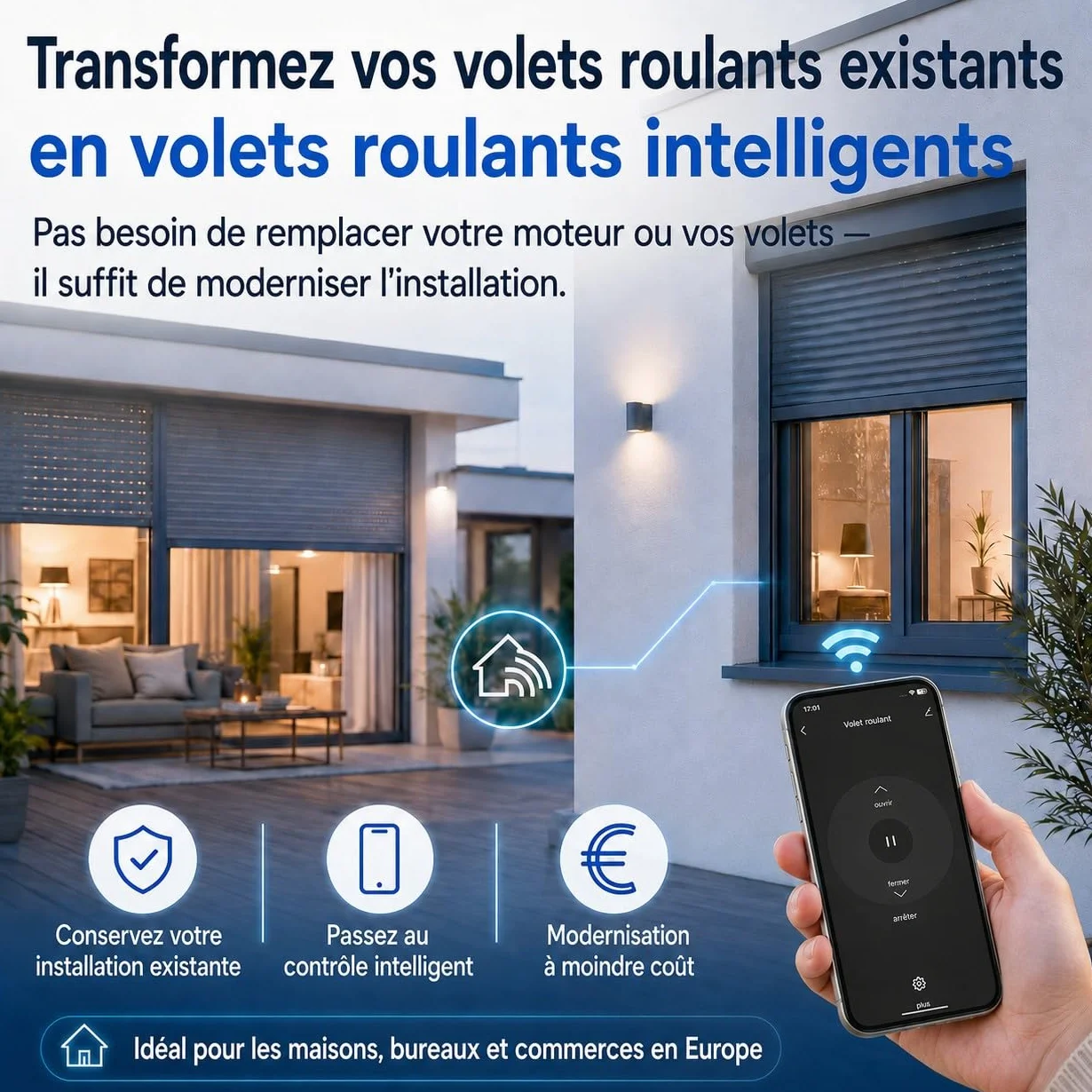 LoraTap Module Volet Roulant Connecté WiFi 2,4GHz Moteur AC 4 Fils 300W Commande Vocale Alexa Google Assistant