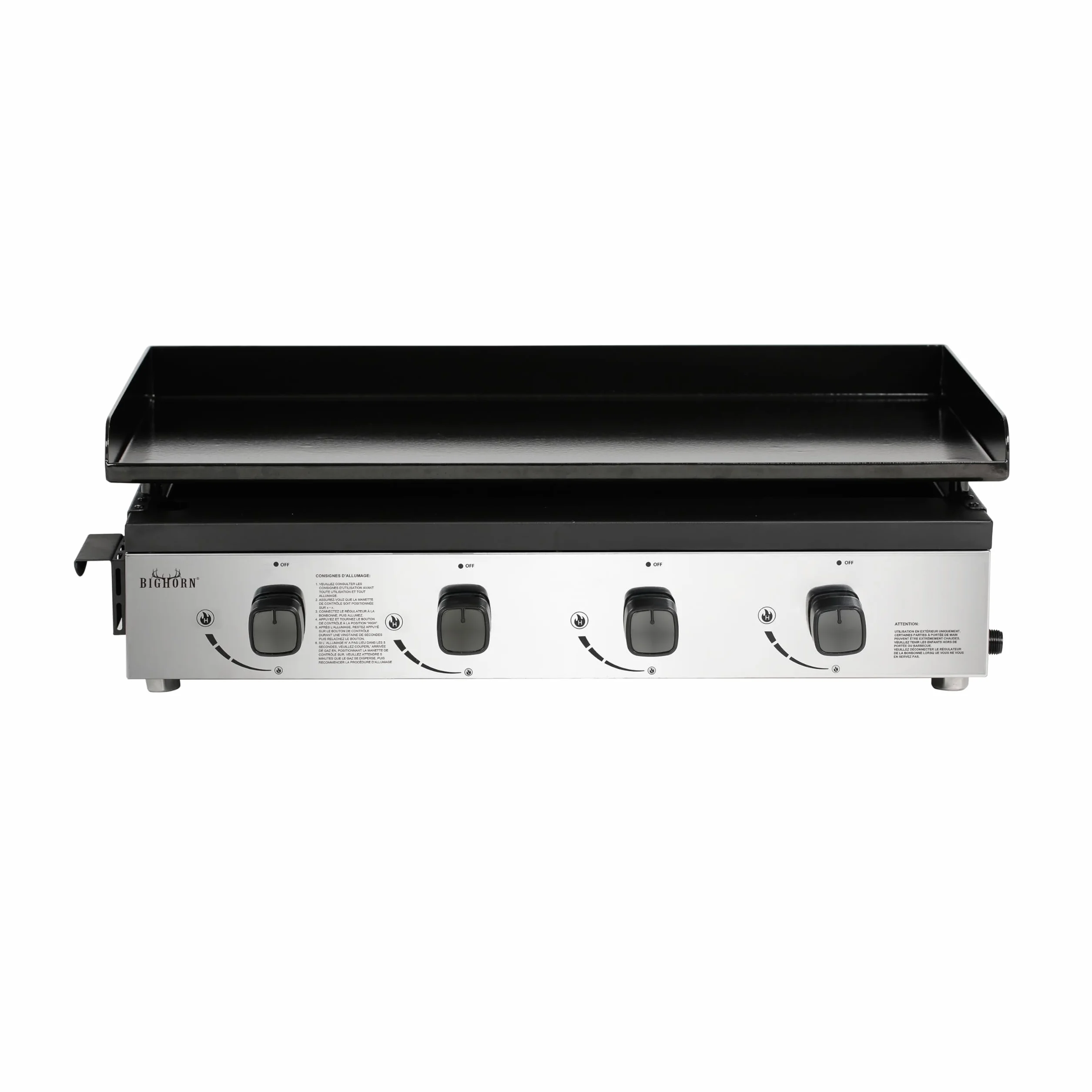 BIGHORN Plancha à gaz de 10kw,Grande surface de cuisson avec 4 brûleurs individuels，Plancha portable et extérieur