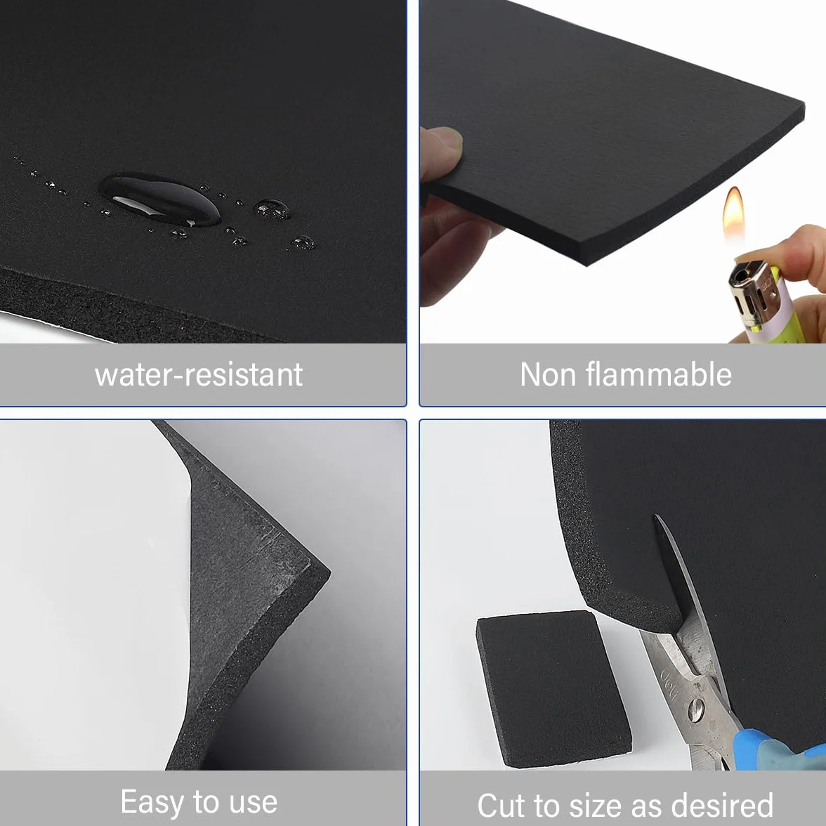 Rouleau de Mousse Néoprène Autocollant Anti Vibrations Antidérapant 300mm x 1.5m x 1.5mm Noir