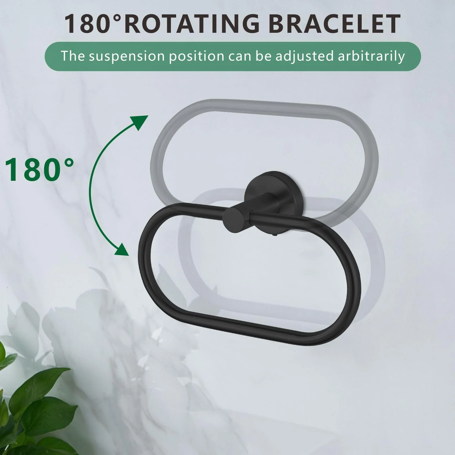 Anneau Porte-Serviettes Perforé en Acier Inoxydable Noir pour Salle de Bain
