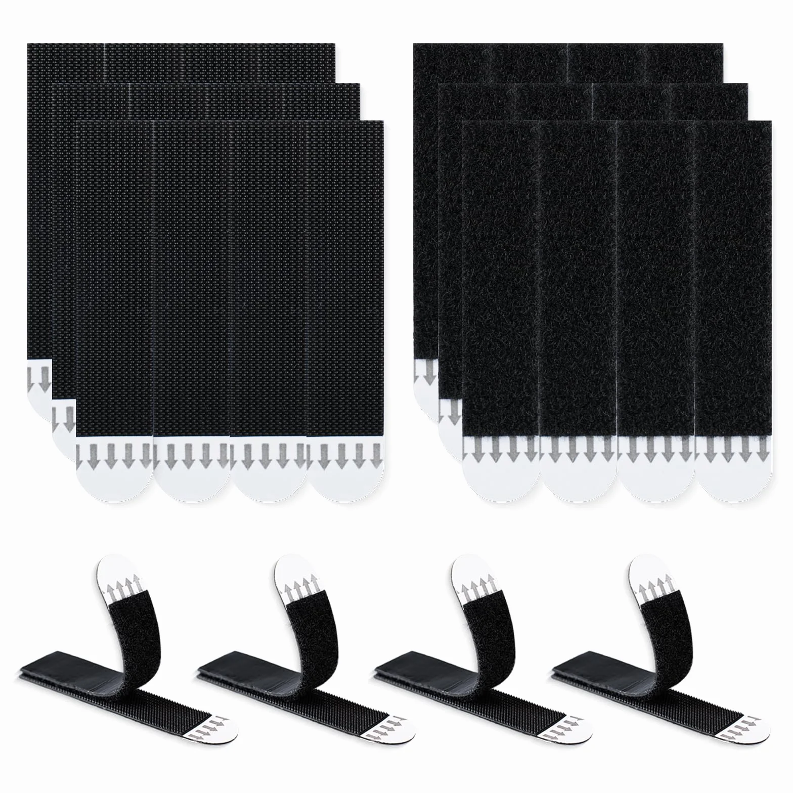 LLPT Crochets Sans Clous Murales 12 Paires 19x94 mm Bandes Adhésives Ultra-Résistantes Noir