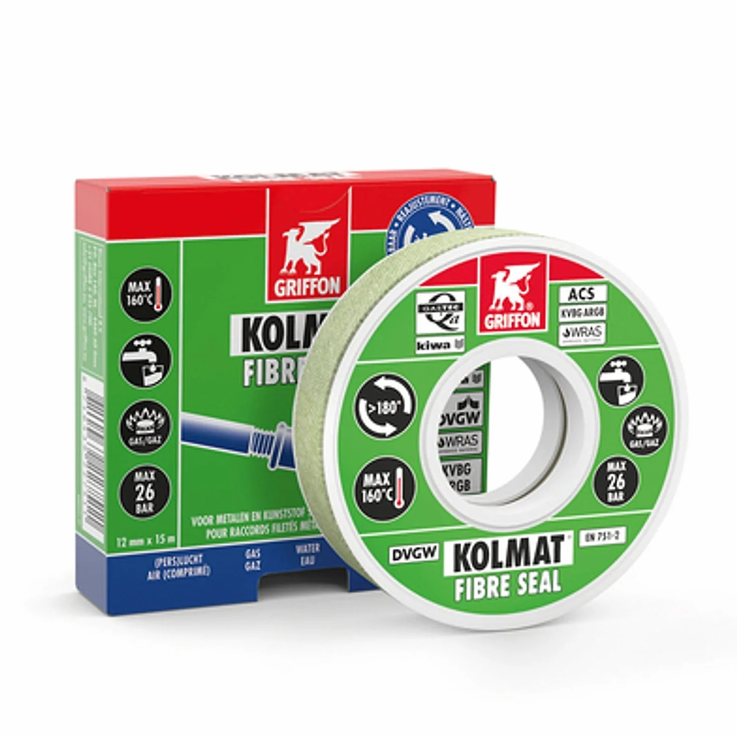 Rouleaux bande Kolmat fibre Seal GRIFFON ruban 15m x 12mm