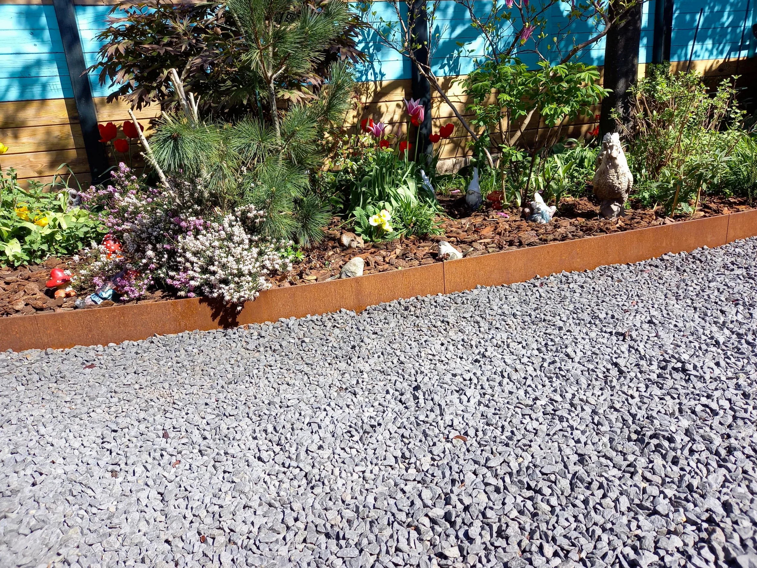 Wovar Acier corten Bordures de Jardin en Acier corten 16 x 106 cm Flexible - 20 Pièces