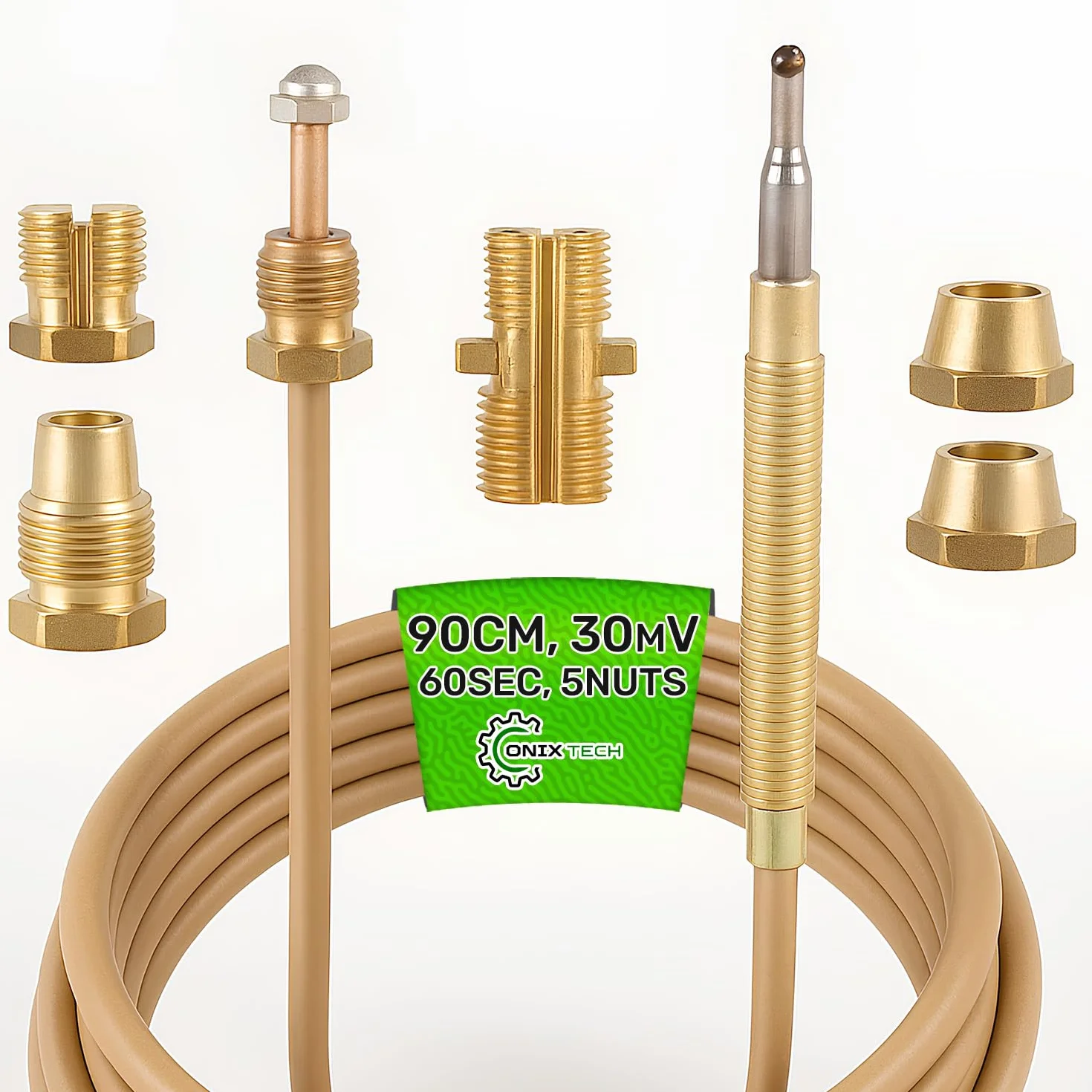 Universel Thermocouple 900 mm avec 5 Écrous pour Gaziniere Gaz - Garantie de 5 Ans - ONIX TECH
