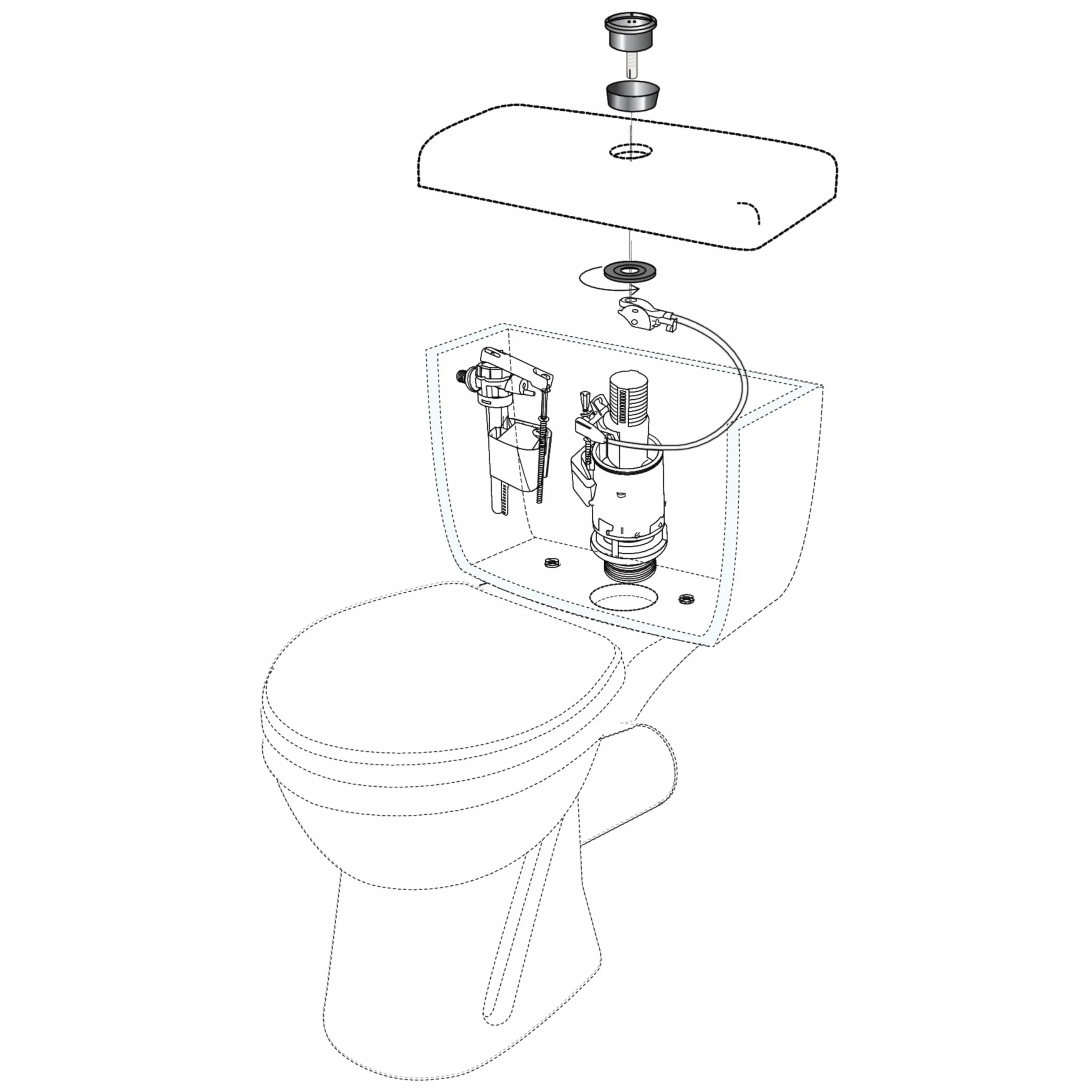 Wirquin Bouton chasse d'eau WC double chasse chromé pour mécanisme MW2