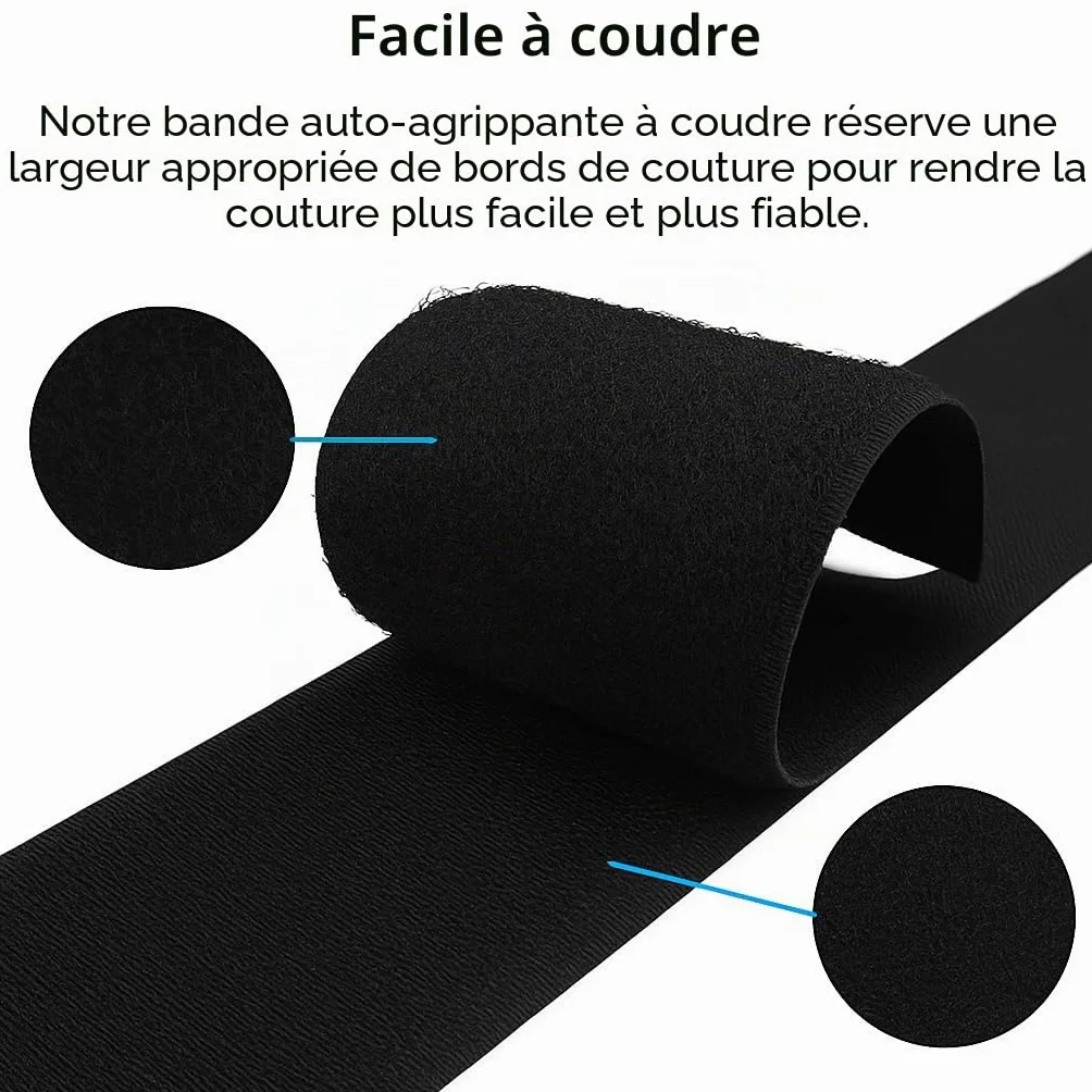 IPEA Ruban à Coudre 20 mm Noir 25 Mètres Non adhésif Scratch Bande Auto-Agrippante Extra Fort