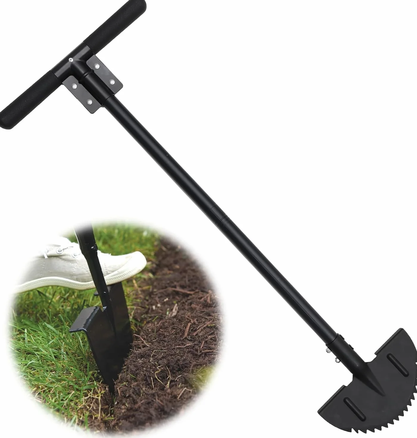 FLY HAWK Coupe Bordure Manuelle, 91cm Outil de Bordure de pelouse Manuel avec Poignée en T, pour Paysages, Allées, Parterres de Fleurs, Trottoirs, Terrasses/Noir