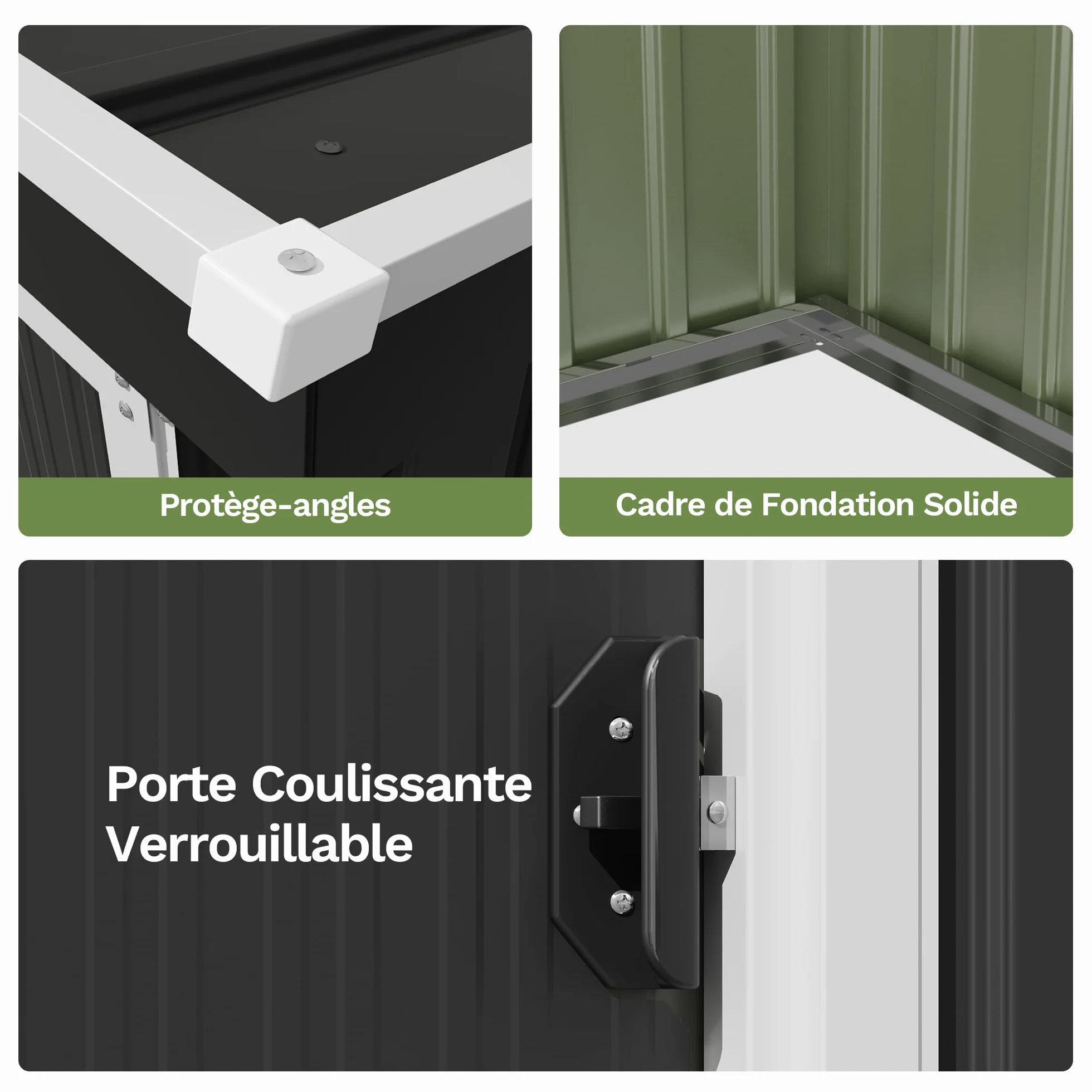 Devoko Abri de Jardin métallique 5x3 ft, Rangement extérieur ventilé résistant intempéries Noir