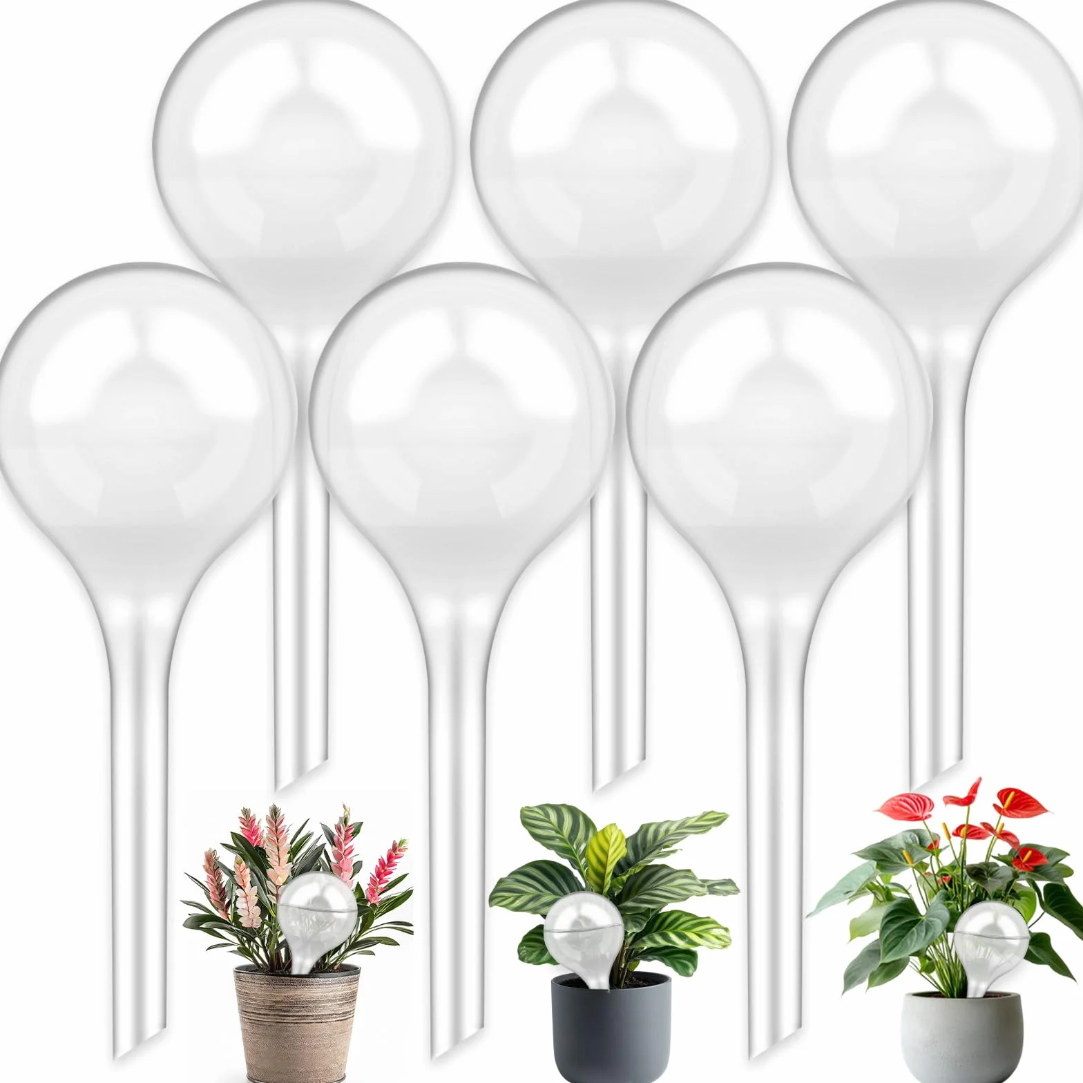 Distributeur Eau Plante,Boules d'Irrigation 6 Pièces Arrosage Plante Vacances,Arrosage Plante Interieur,Bulbes d'Arrosage pour Plantes d'Intérieur et d'Extérieur - Transparent - 300ml