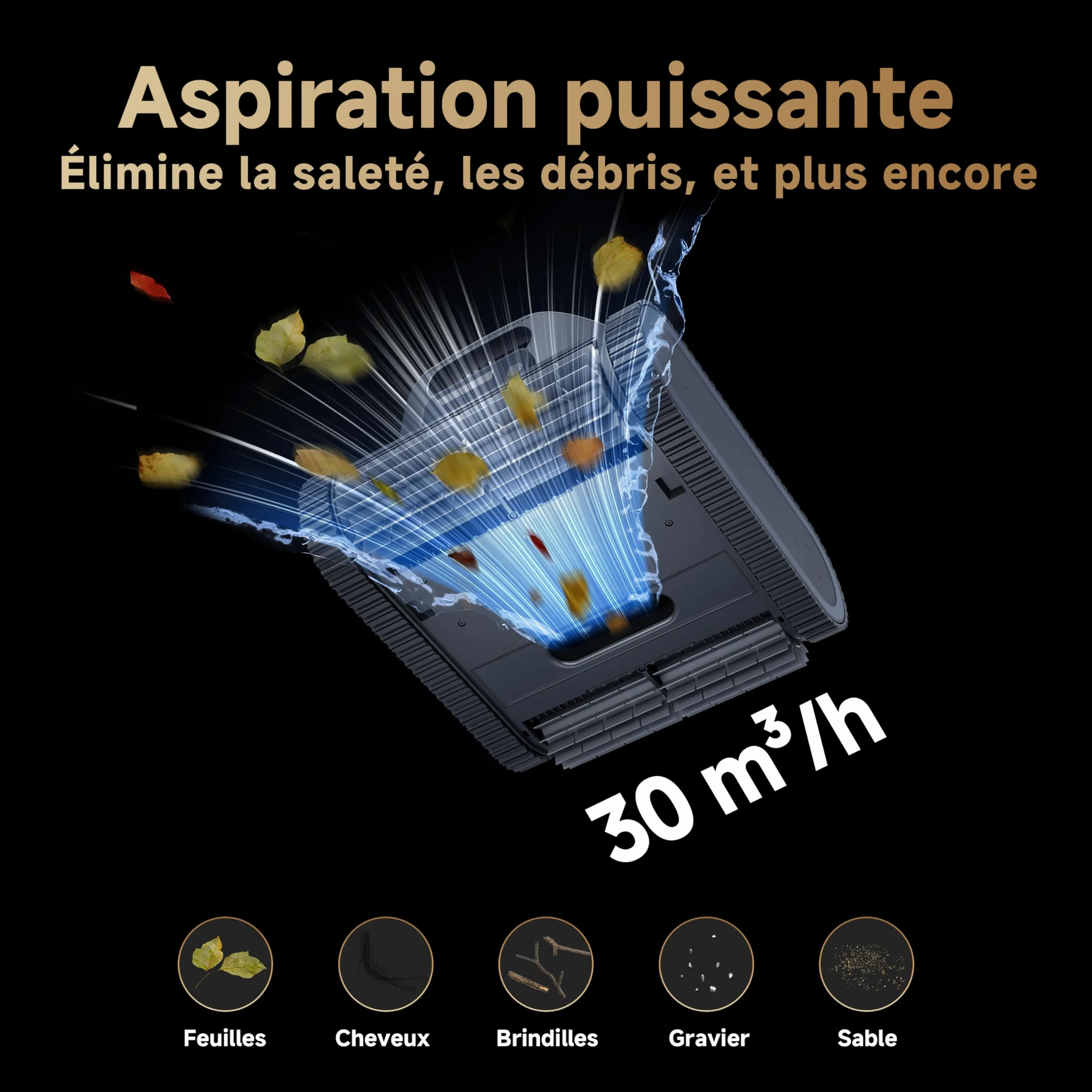 DREAME Z1 Robot Piscine sans Fil, Puissance d'Aspiration 30 000 LPH, Nettoyage du Fond, Parois et Ligne d'eau, 240 Min, Jusqu'à 180 m²