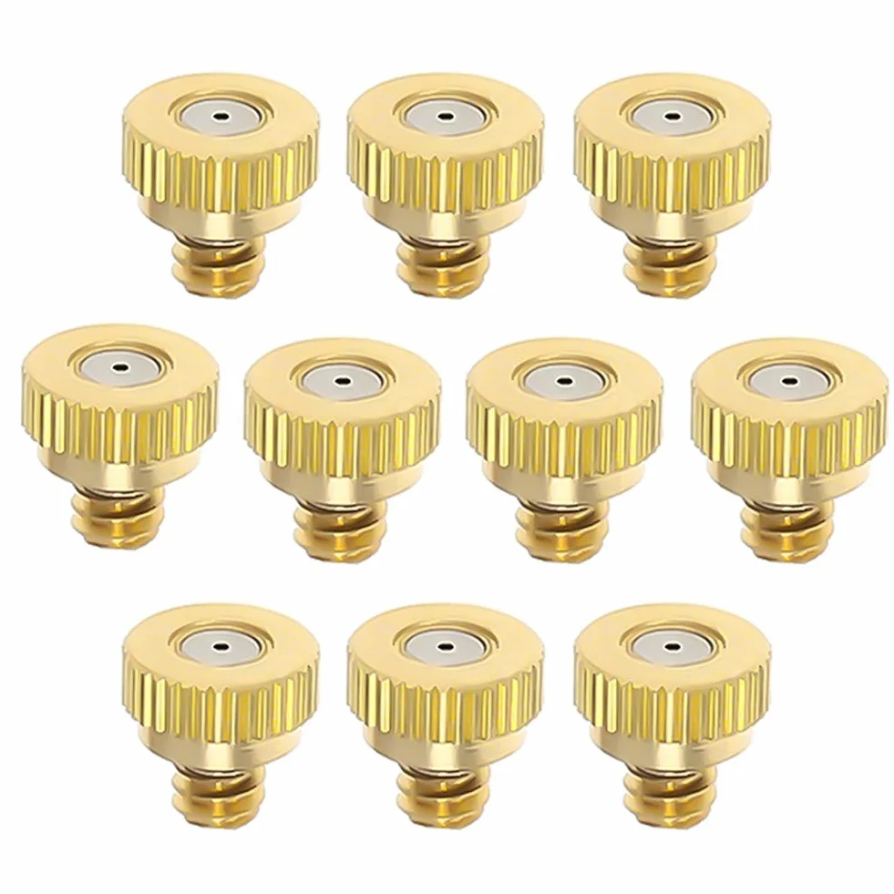 MroMax Lot de 10 buses de brumisation en laiton - Filetage 3/16 - Diamètre de l'orifice de 0,8 mm - Têtes de rechange pour système de refroidissement extérieur, serre, aménagement paysager, contrôle