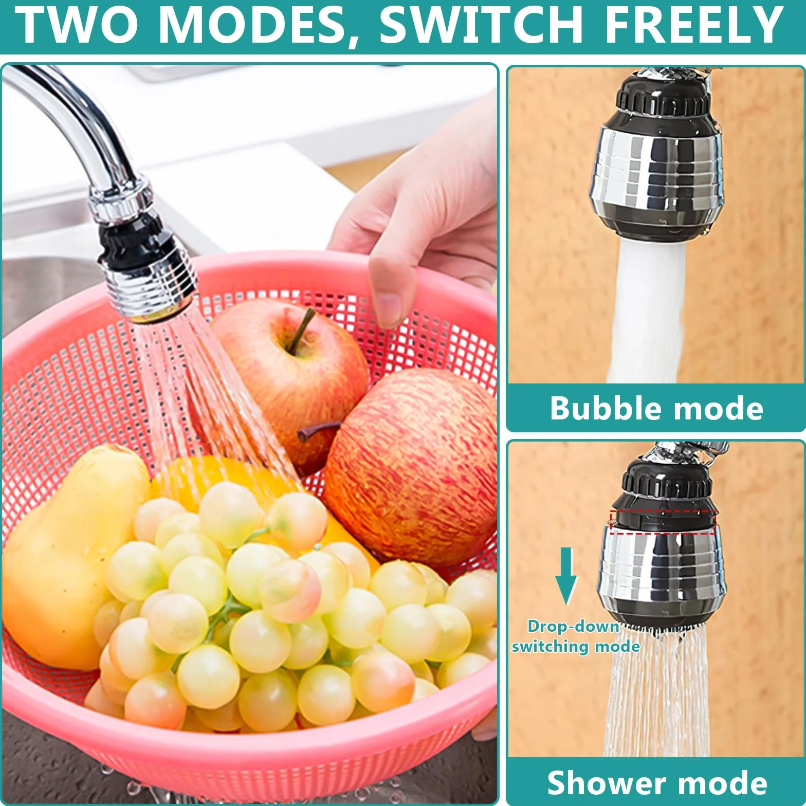YOUNGSAY Brise jet Robinet Cuisine Orientable 2 Modes 360° Rotatif Embout avec Connecteurs