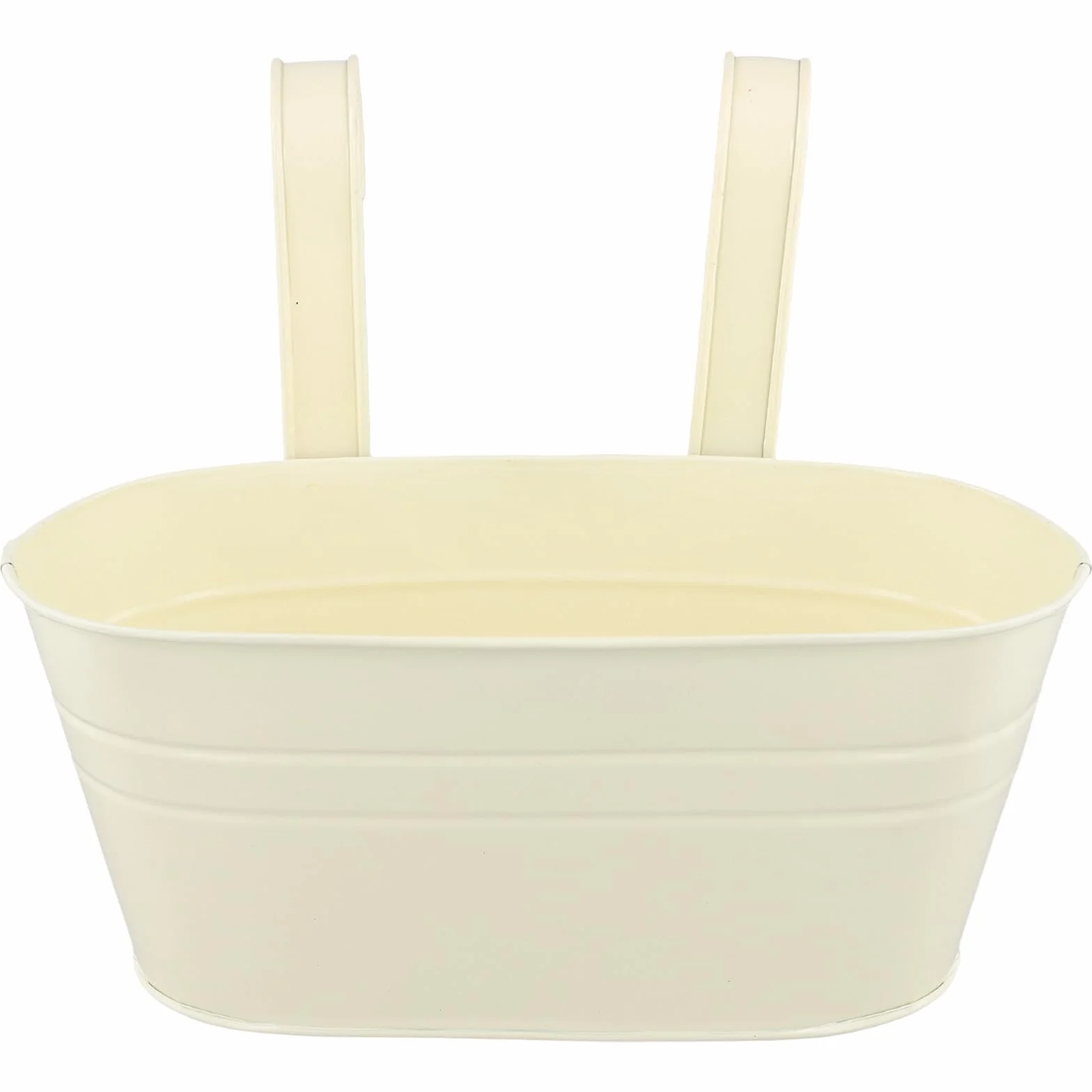 Lot de 5 Pots de Fleurs Suspendus en Métal Beige pour Balcon - Jardinière Suspendue avec 2 Trous de Drainage - 27x14,5x12 cm - Intérieur et Extérieur