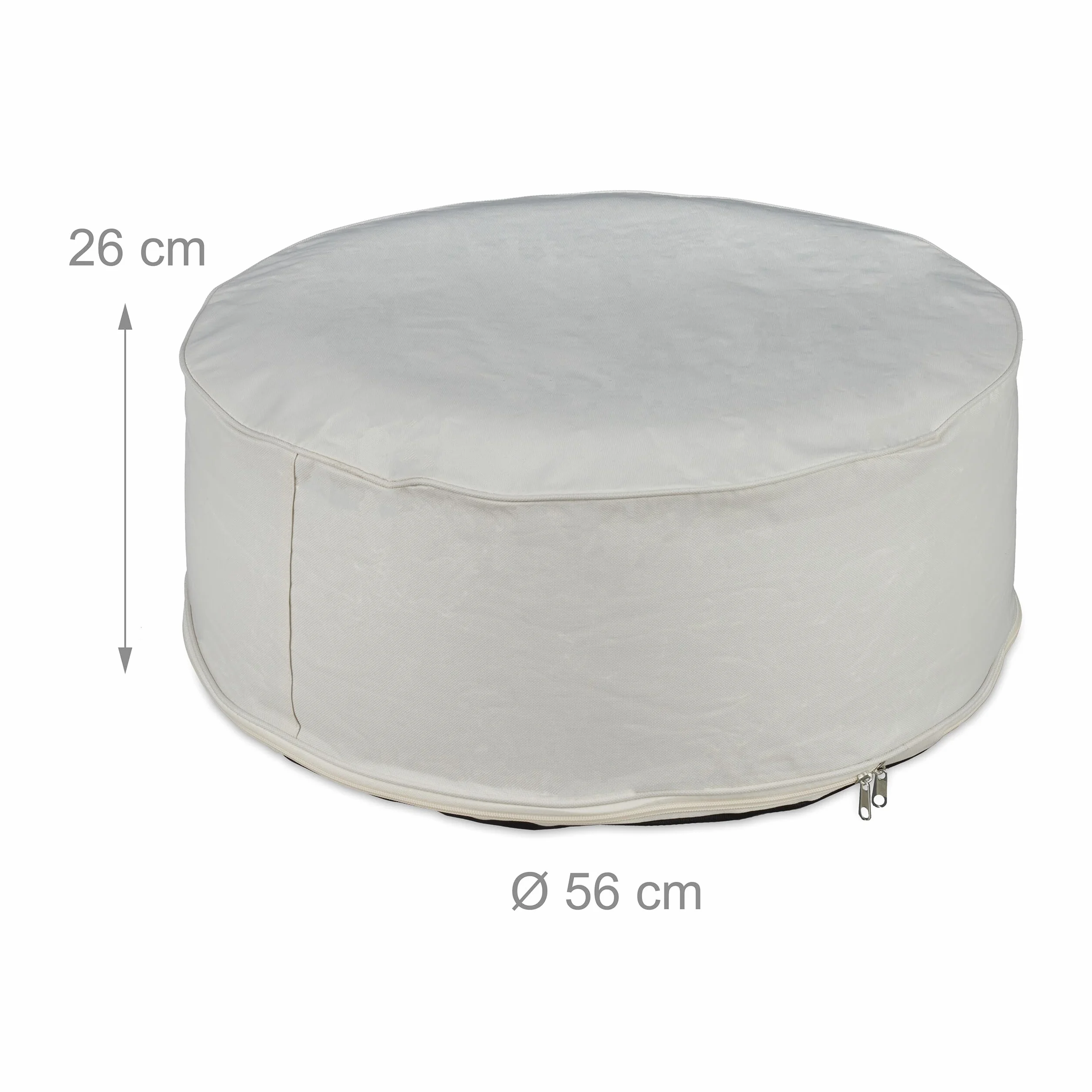 Relaxdays Pouf Gonflable, Tabouret Rond, H x D : 26 x 56 cm, pour extérieur (Jardin, Balcon, Camping), crème
