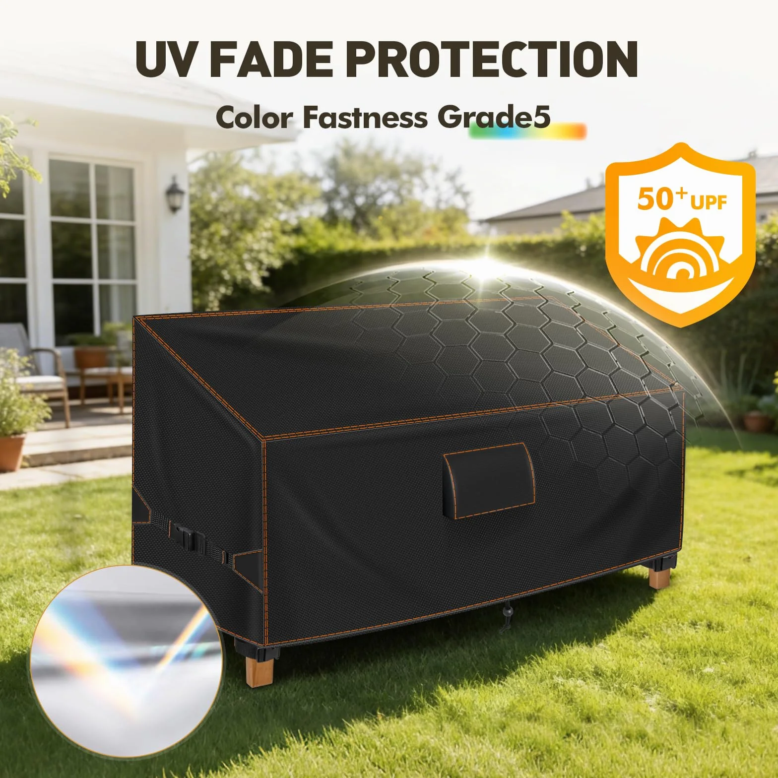 Housse Banc de Jardin 3 Places 183x75x66/91 cm Imperméable Protection Extérieur Tissu Oxford 420D Anti-UV Noir