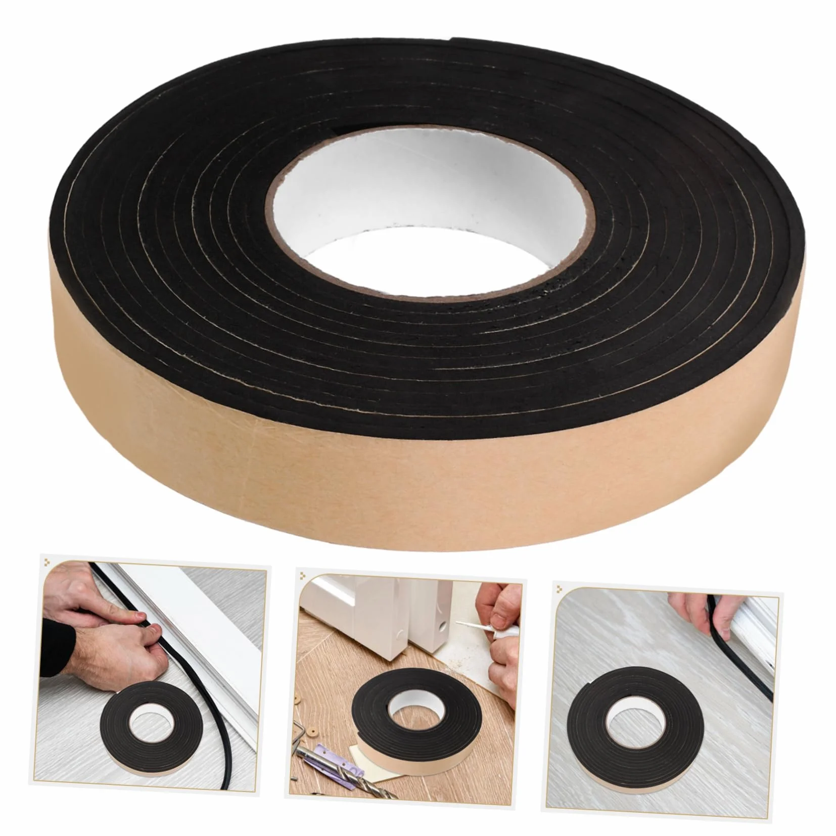 Ruban Adhésif Coupe-froid Porte 4 Mm Mousse Eva Noire Étanchéité Isolation Phonique Bande Autocollante Résistante Intempéries