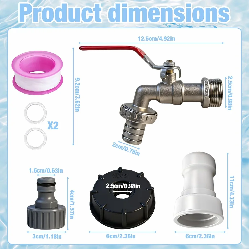 Robinet Cuve 1000l S60X6 IBC Raccord 3/4" Alliage d'aluminium Adaptateur Réservoir