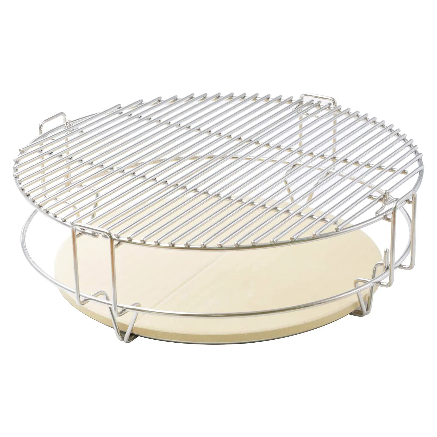 onlyfire Système de Grilles de Cuisson pour Large BGE et Kamado Joe Classic Joe, Accessoire pour Barbecue en Céramique Kamado de 46 cm, Grille Réglable en Hauteur avec Déflecteur de Chaleur