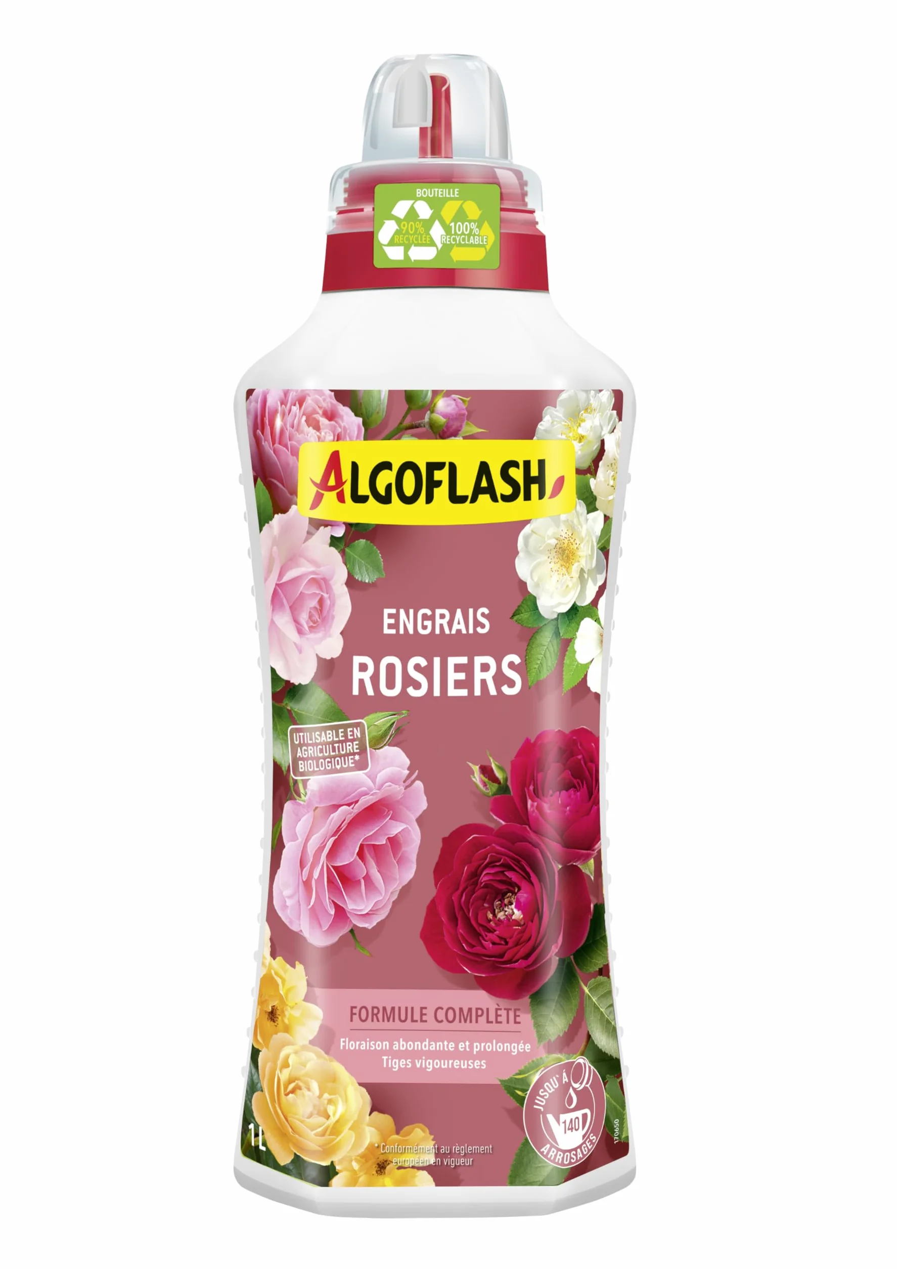 Algoflash Engrais Liquide Rosiers, Utilisable en Agriculture Biologique - 1 L, Marron