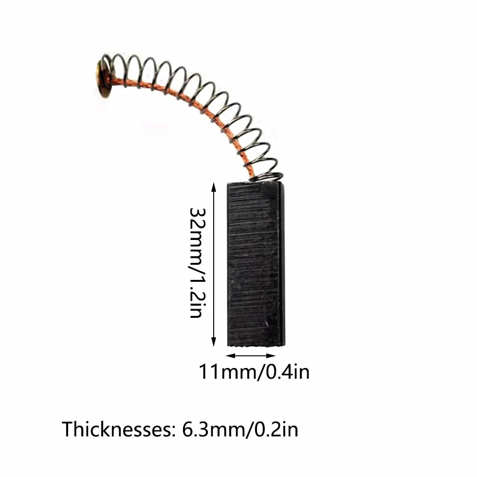 Balais de charbon pour moteur électrique 6,3 x 11 x 32 mm