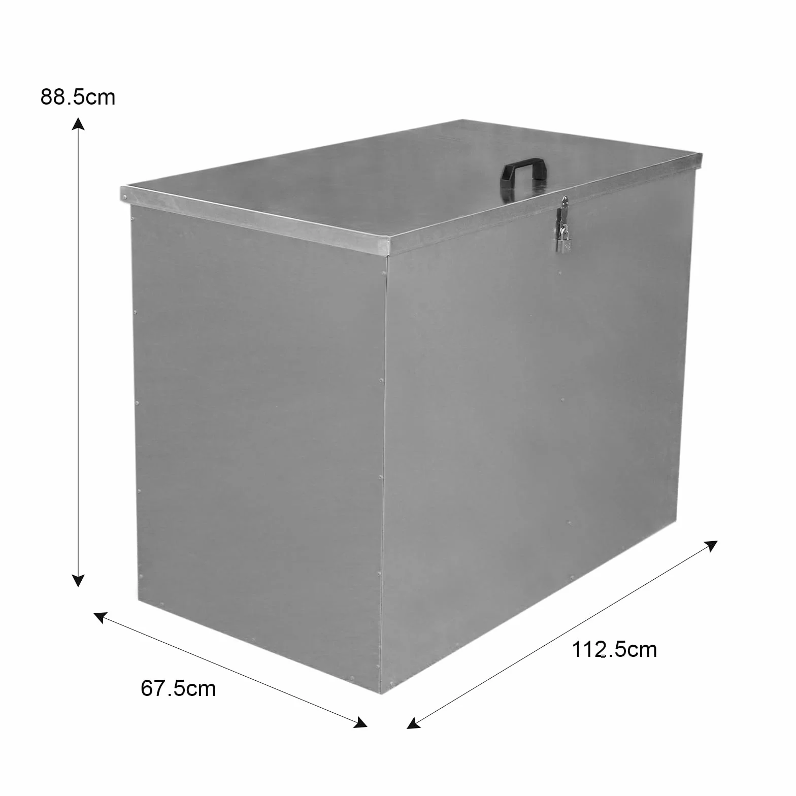 Grand Bac de Rangement Boite 64 L en métal galvanisé étanche anti-rongeurs pour extérieur, ferme, jardin, écuries verrouillables pour animaux | 2 compartiments