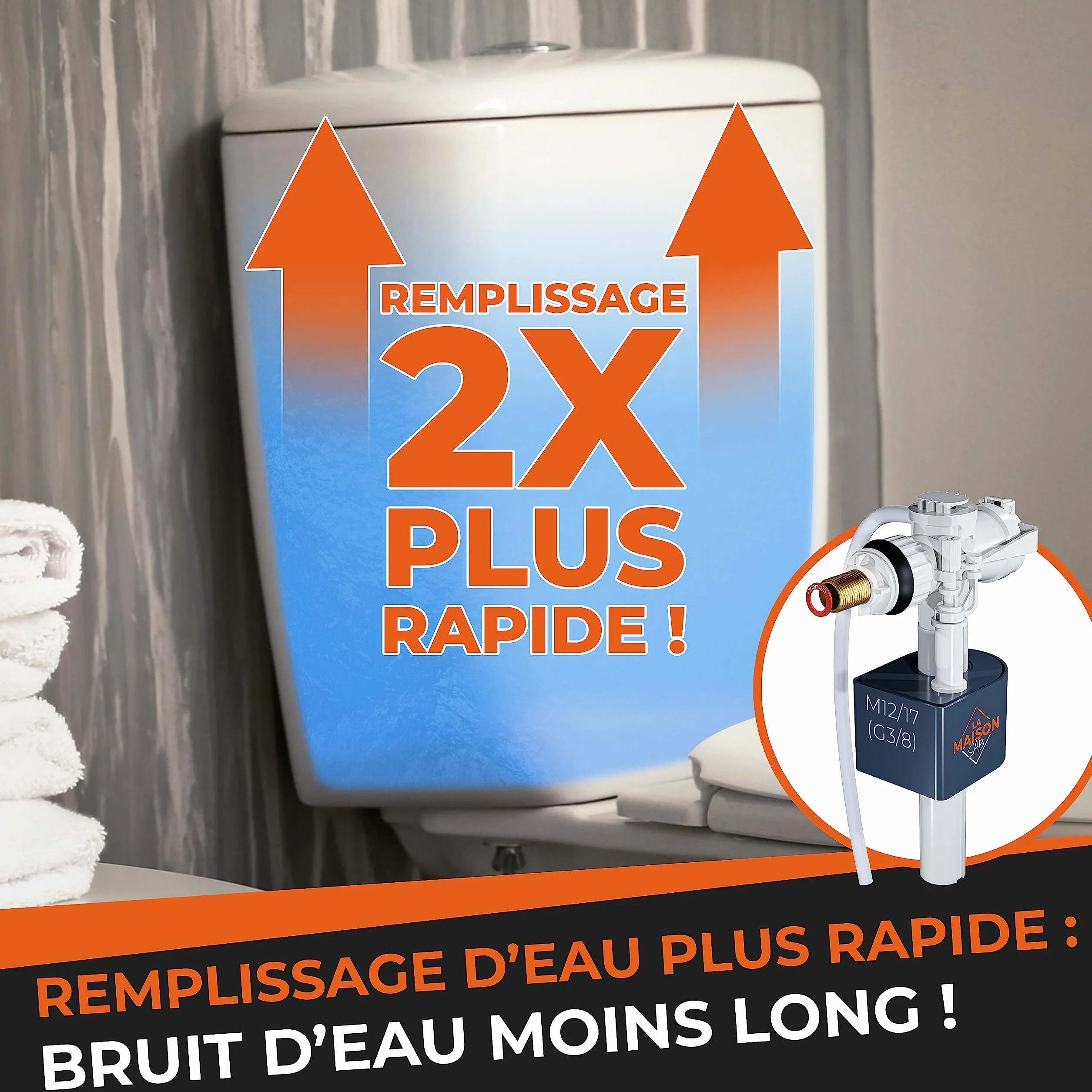 Flotteur WC Durable Robinet à Mécanisme Horizontal pour Toilette avec Joint et Filtre Garantie 10 ans