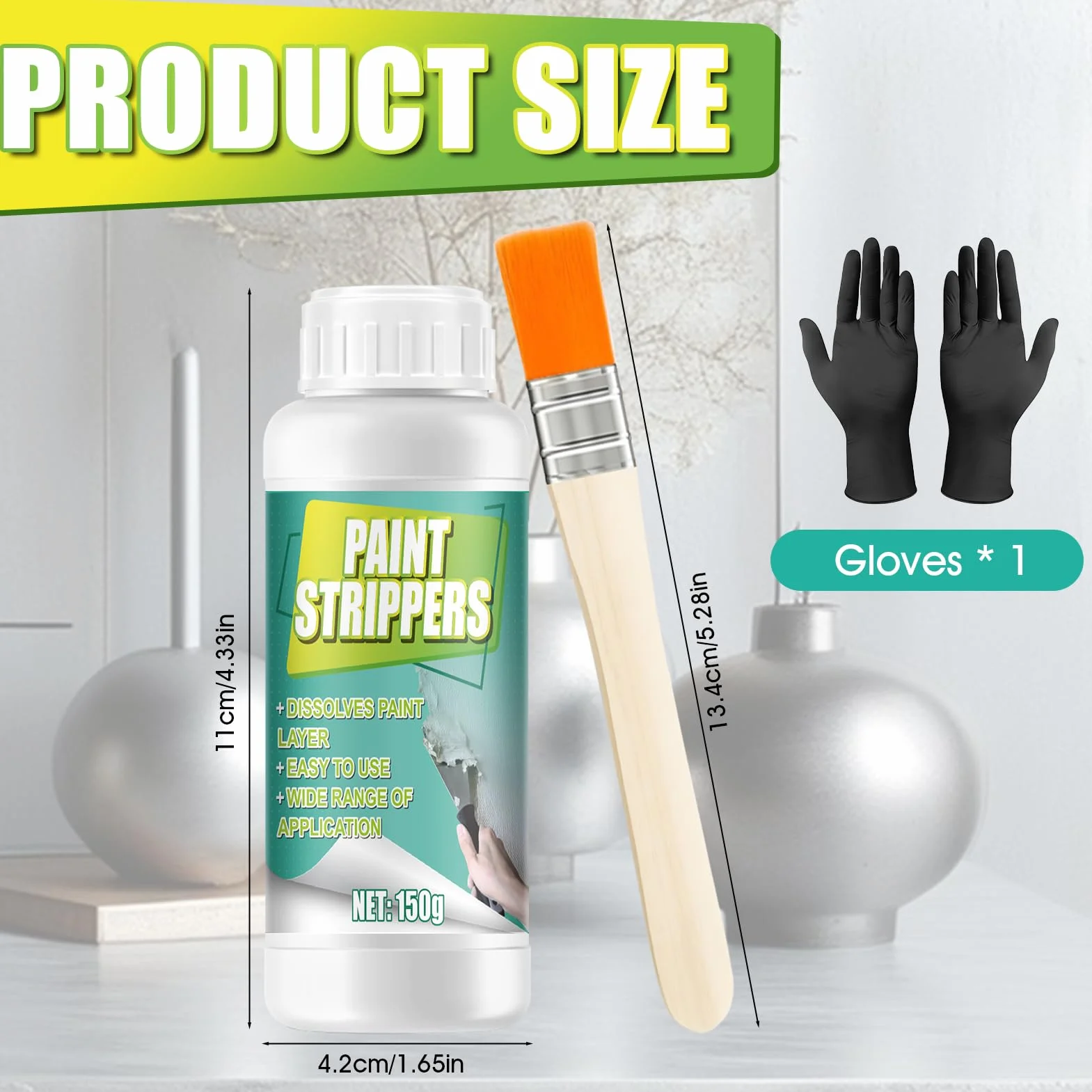 Décapant Peinture Puissant pour Métal et Bois 150g avec Pinceau et Gants