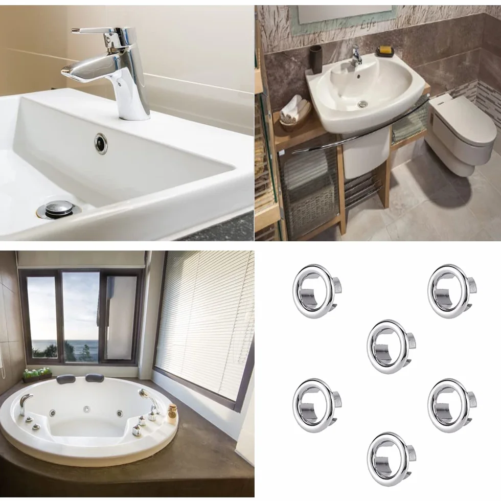 Anneau de Débordement d'Évier 6 Pcs pour Cuisine et Bain
