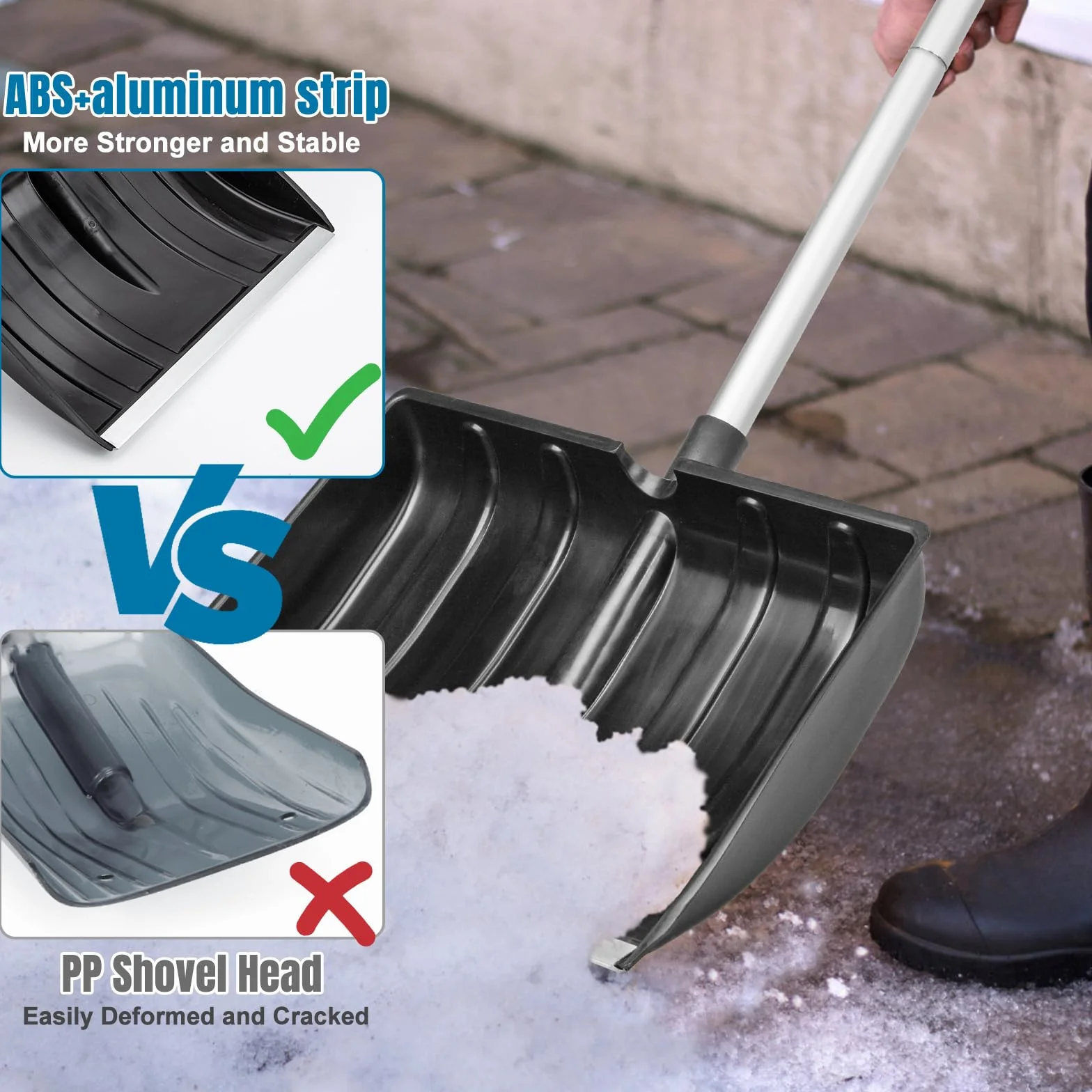 LESOLEIL Pelle à Neige réglable Portable 42cm Poignée en D pour Voiture Jardin Camping