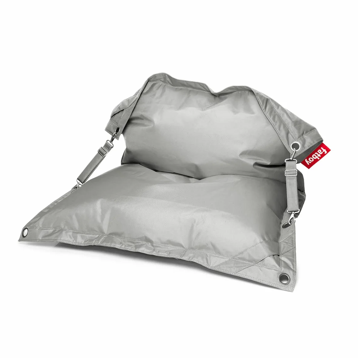 Fatboy Buggle-up Pouf XXL - Fauteuil Salon Modulable 1 ou 2 Places - Pouf Geant Facile à Nettoyer pour l'Intérieur et l'Extérieur - Fauteuil de Lecture en Polyester - 185 x 137 cm - Gris Clair