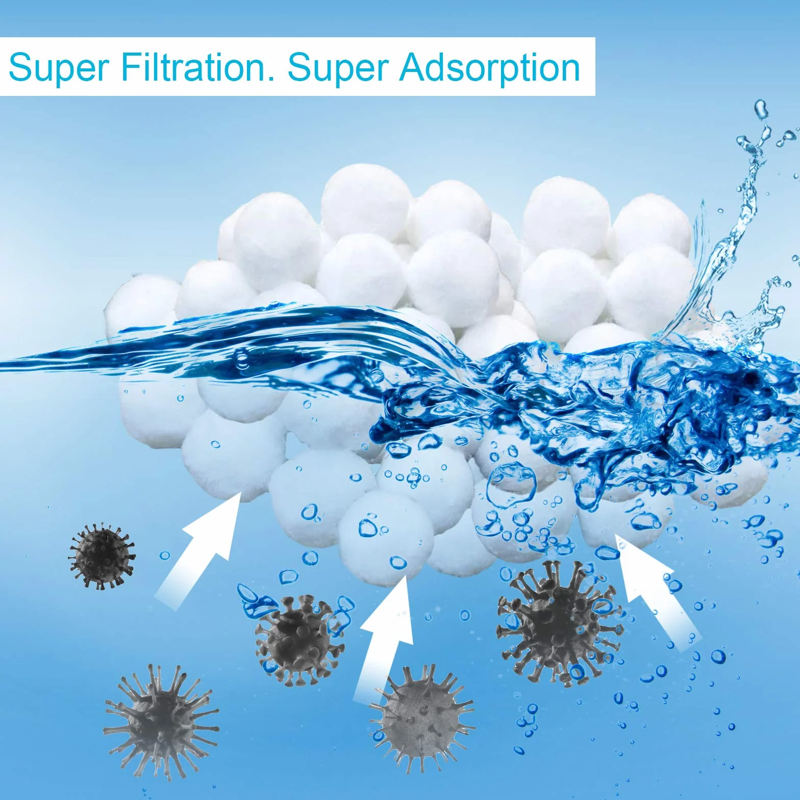 Boules de Filtre de Piscine, 700g Balles Filtrantes au Lieu de 25 Kg de Sable Filtrant, Média Filtre à Fibres pour Piscine Filtres à Sable Filtrage de l'eau