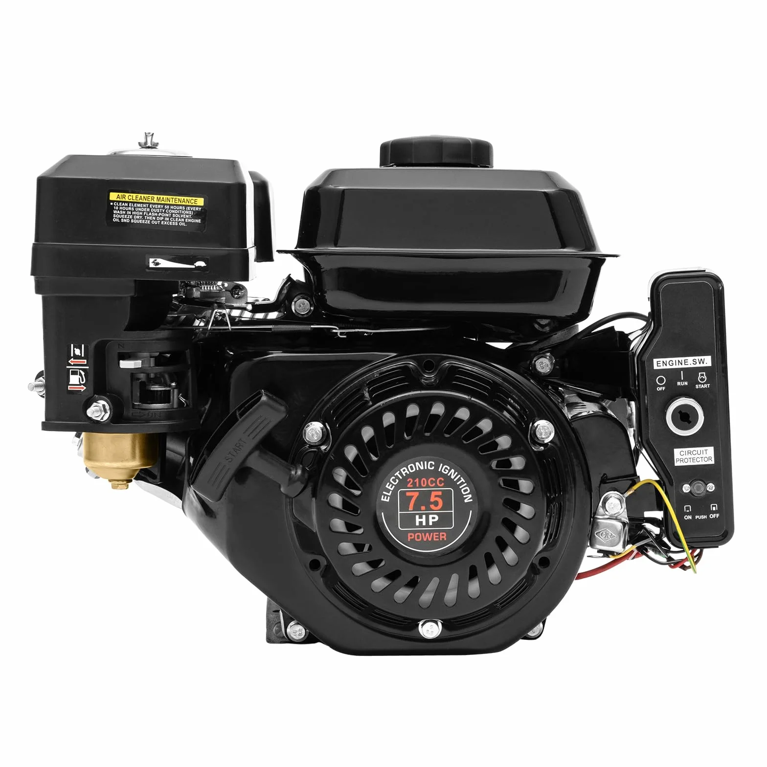 DIFU Moteur à essence 7,5 CV avec démarreur électrique | Moteur 4 temps Go Kart 210cc | Faible consommation de carburant | Moteur de kart à arbre de 20 mm avec fonction d'alarme d'huile pour