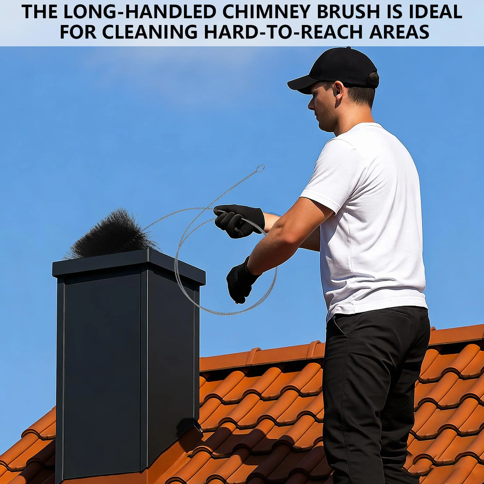 Kit Ramonage Poêle Pellet 2 Pièces, Brosse Flexible 2m Nettoyage Conduits Cheminée Chaudière