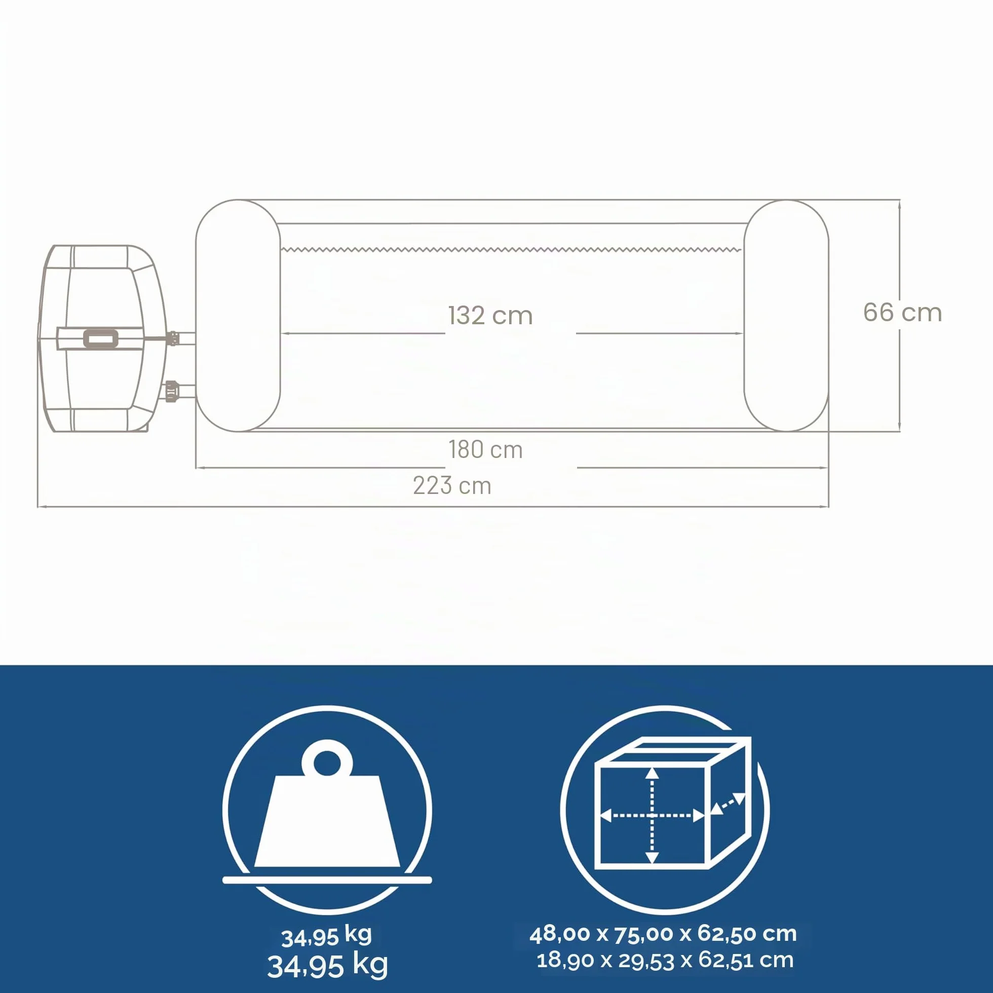 Bestway LAY-Z-SPA® Miami Airjet™ 180 x 66 cm, 2-4 personnes