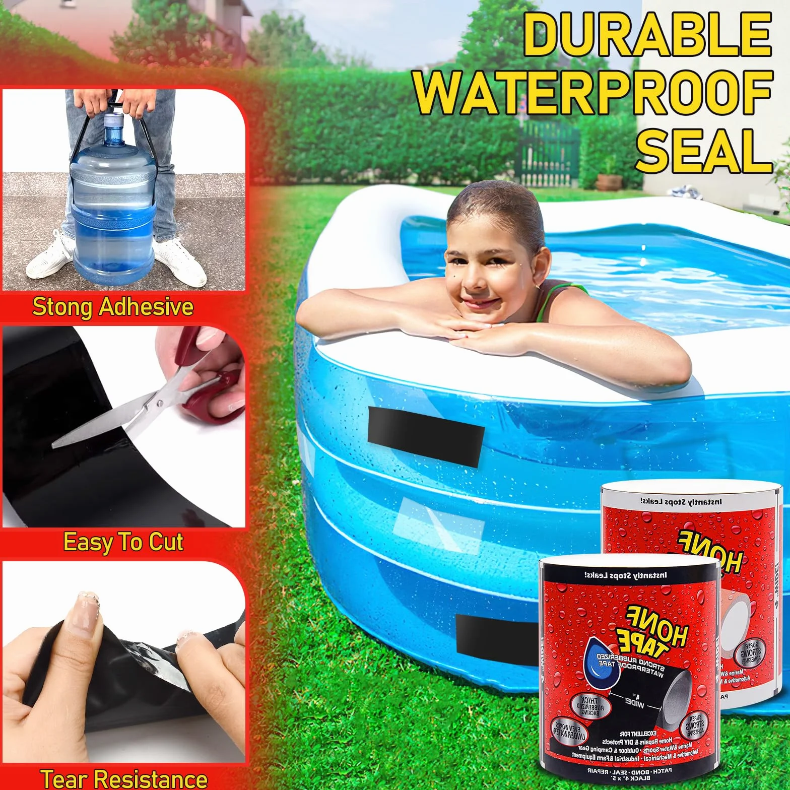 Ruban Adhésif Étanche Lot de 2 Réparation Piscine Tuyaux Tente Bâche