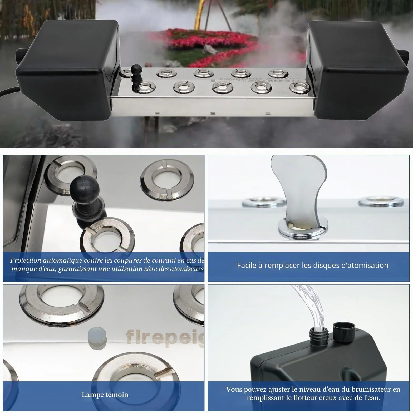 Mist Maker Fogger 10 Tête 7L/H Brumisateur À Ultrasons 400w avec Bouée pour Étangs Aquariums