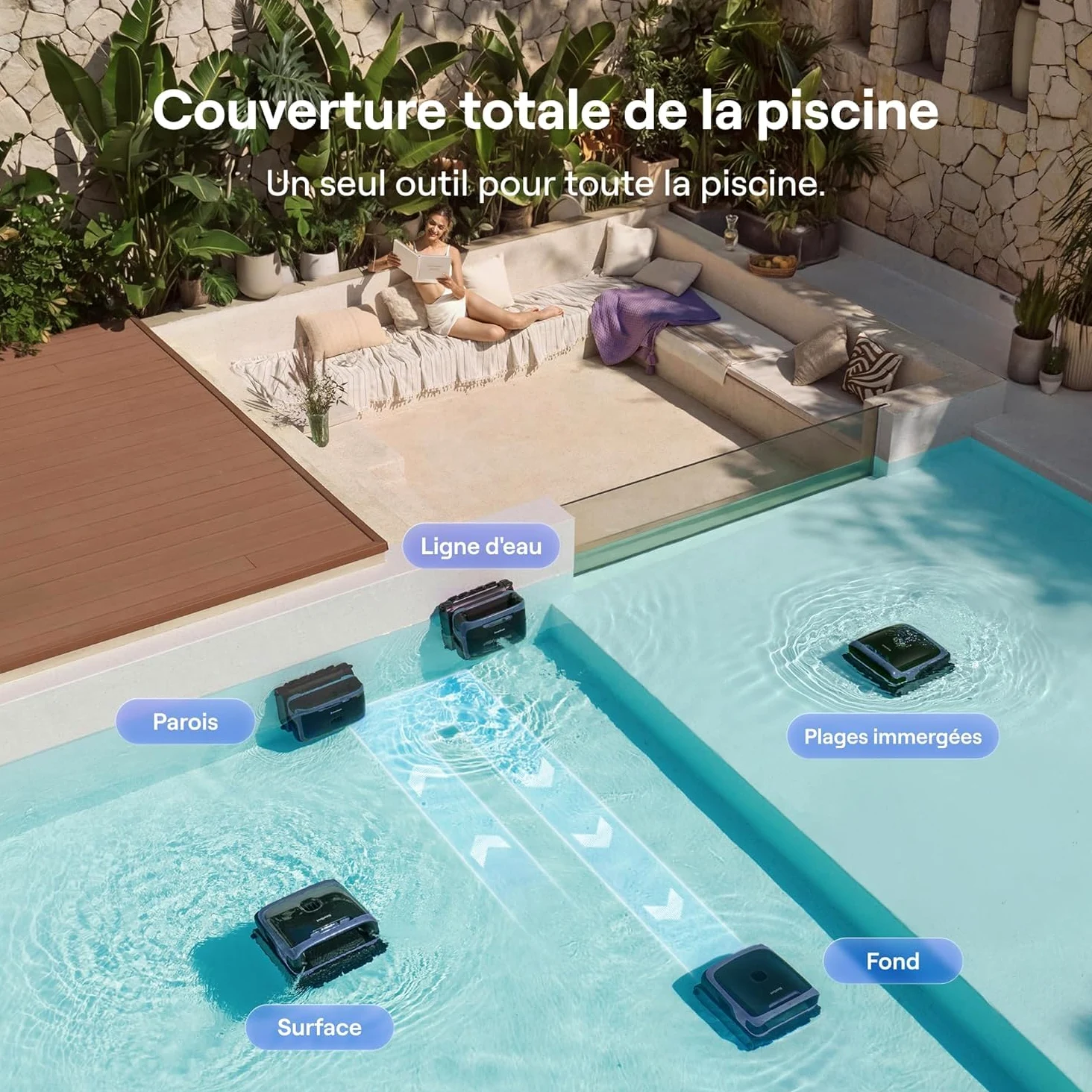 Beatbot Sora 70 Robot Piscine, aspirateur Piscine 4-en-1, 25700 LPH, stationnement Intelligent Surface de l'eau, capacité 6 L pour débris, Batterie 10000 mAh, pour piscines jusqu'à 300 m², Bleu