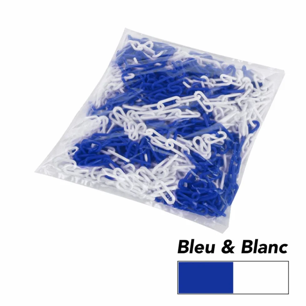 Chaîne plastique de délimitation et signalisation 25 m 8 mm bleu blanc